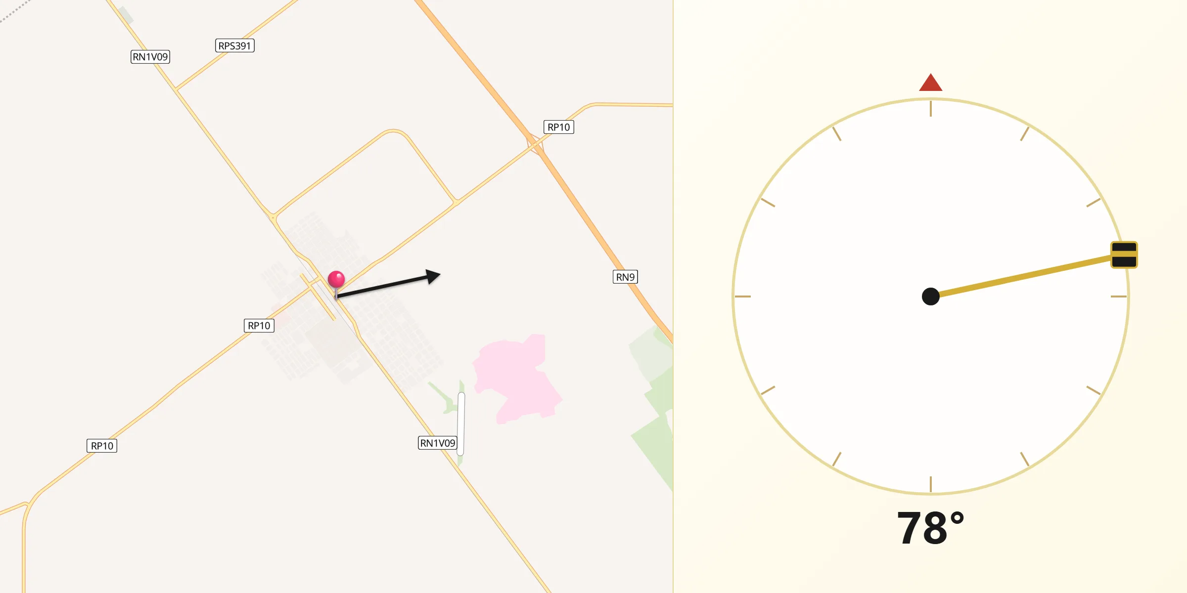 Dirección de la Qibla desde Oliva