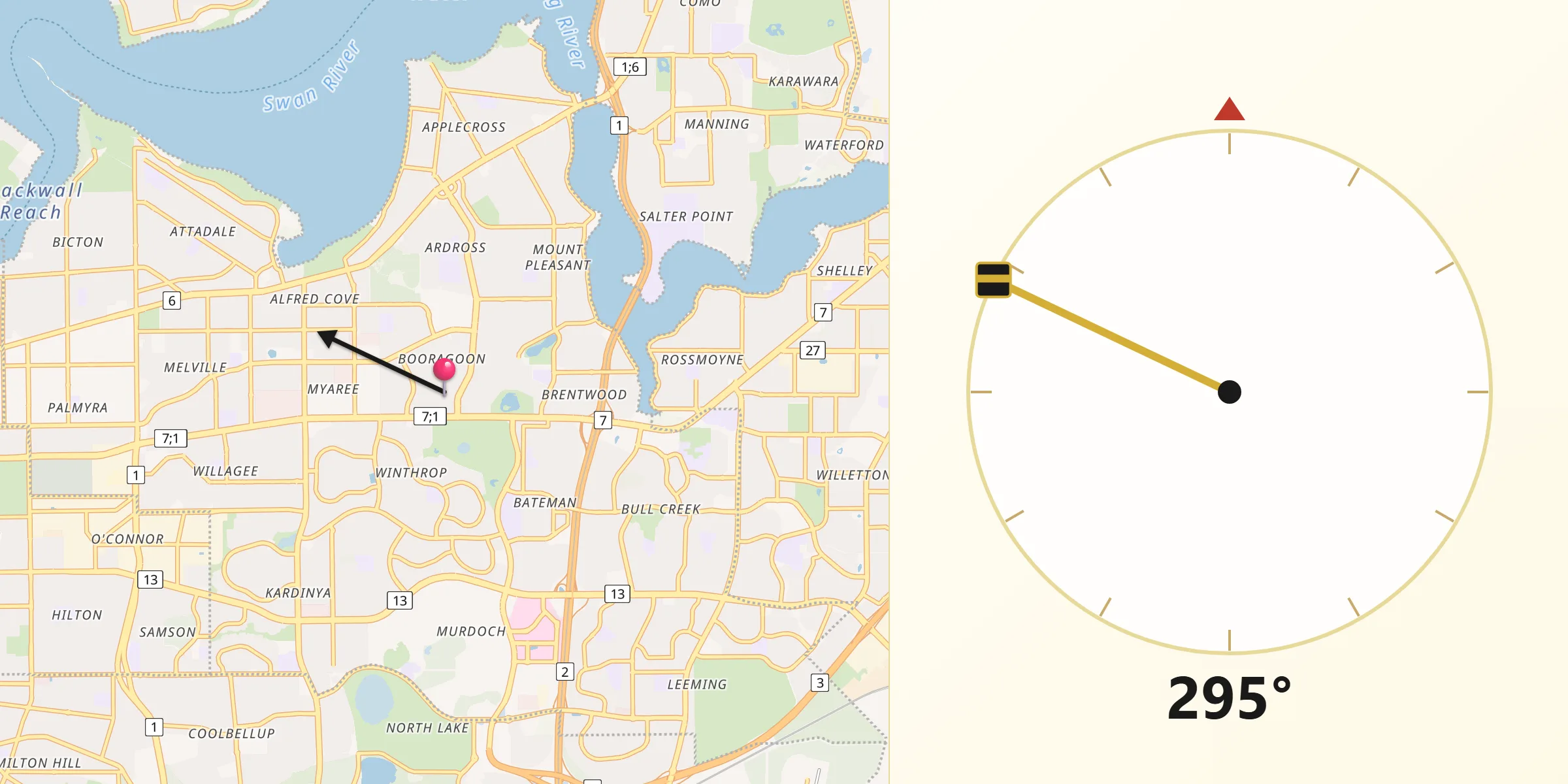 Qibla Direction from Melville