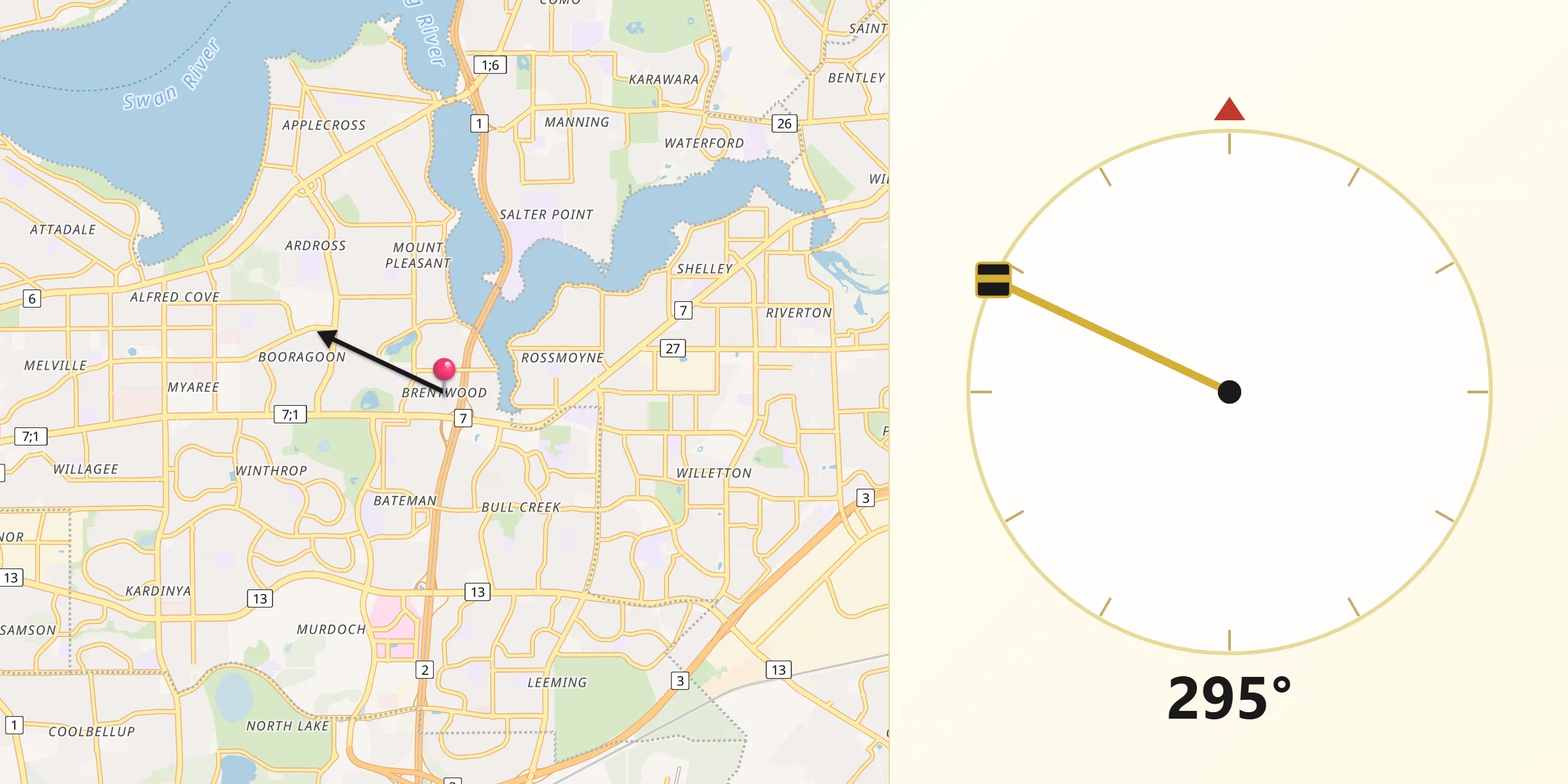 Qibla Direction from Brentwood