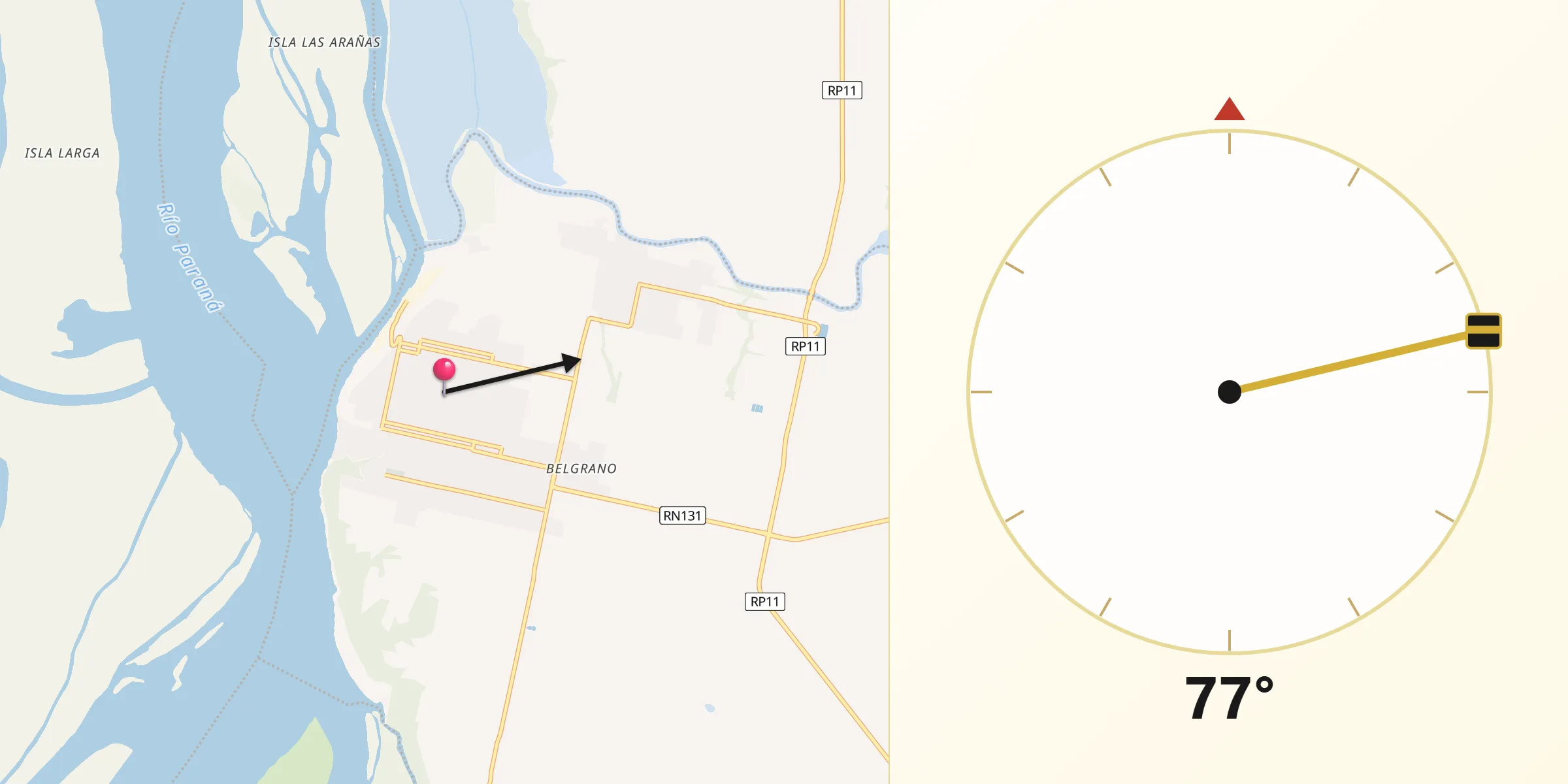 Dirección de la Qibla desde Diamante