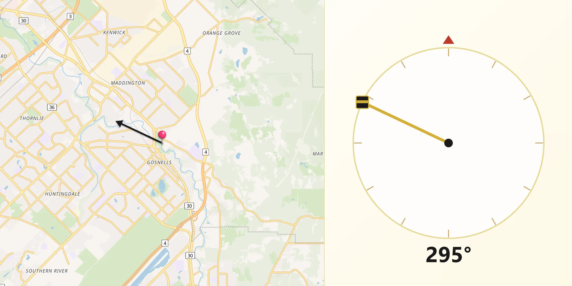Qibla Direction from Gosnells