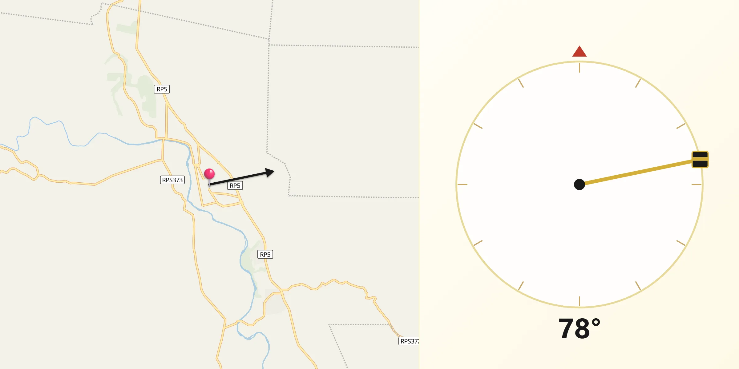 Dirección de la Qibla desde Santa Rosa de Calamuchita