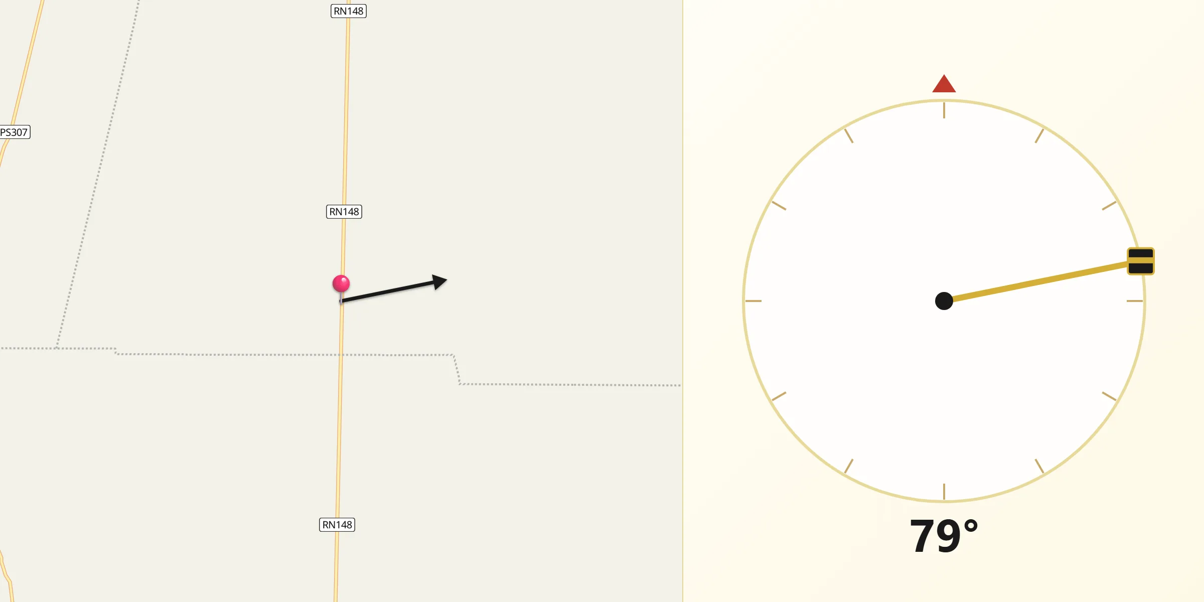 Dirección de la Qibla desde Departamento de San Javier