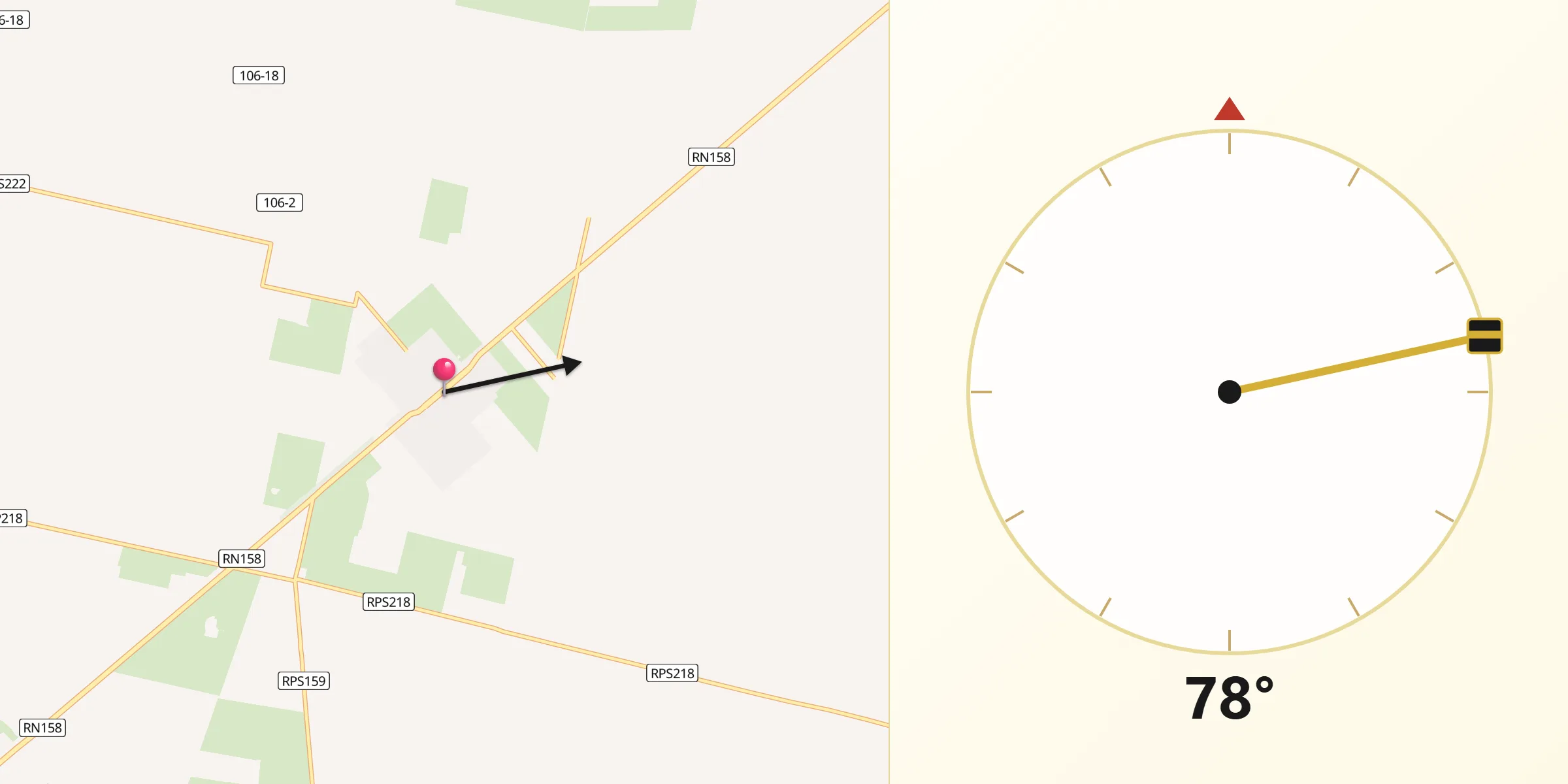 Dirección de la Qibla desde La Playosa
