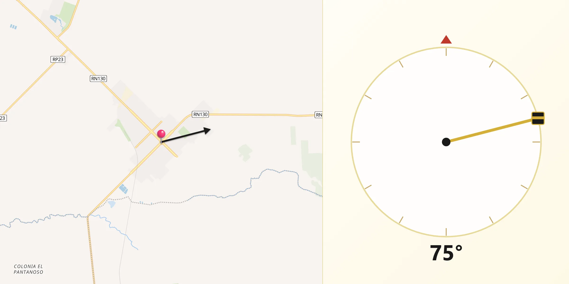 Dirección de la Qibla desde Villa Elisa