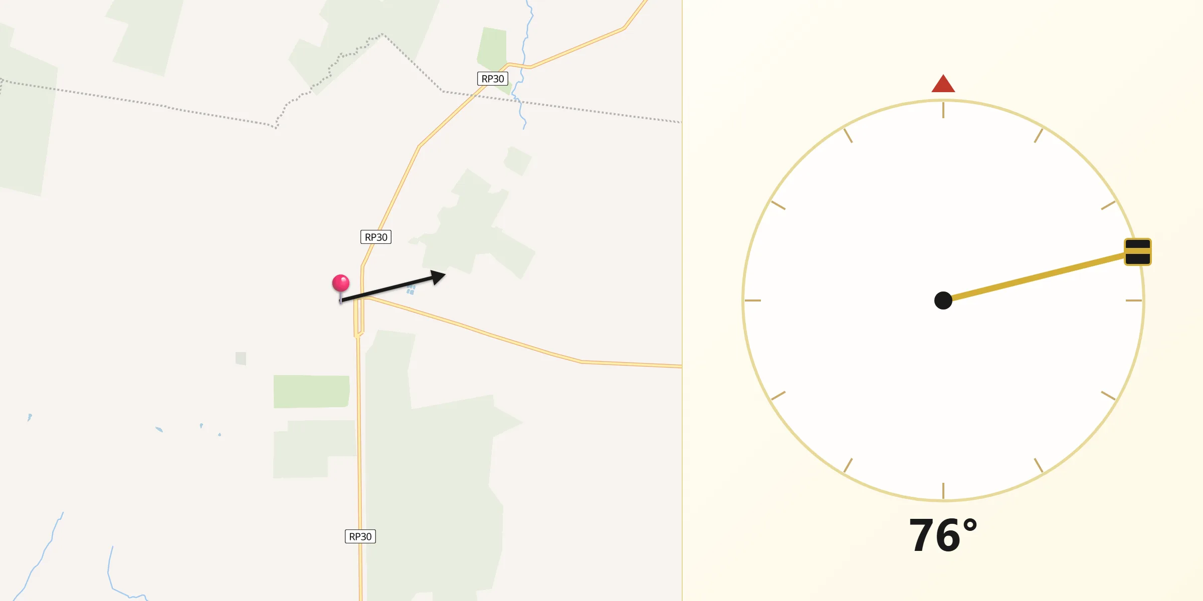 Dirección de la Qibla desde Maciá