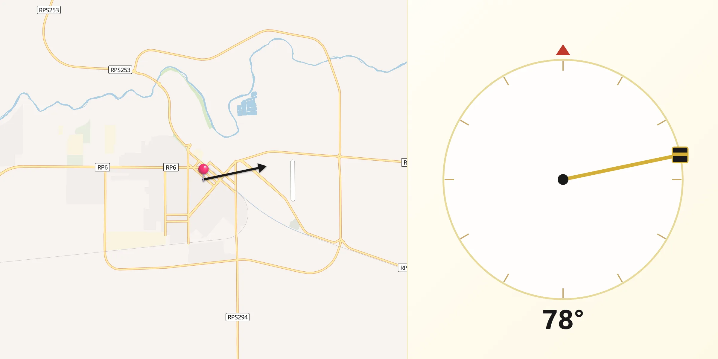 Dirección de la Qibla desde Río Tercero