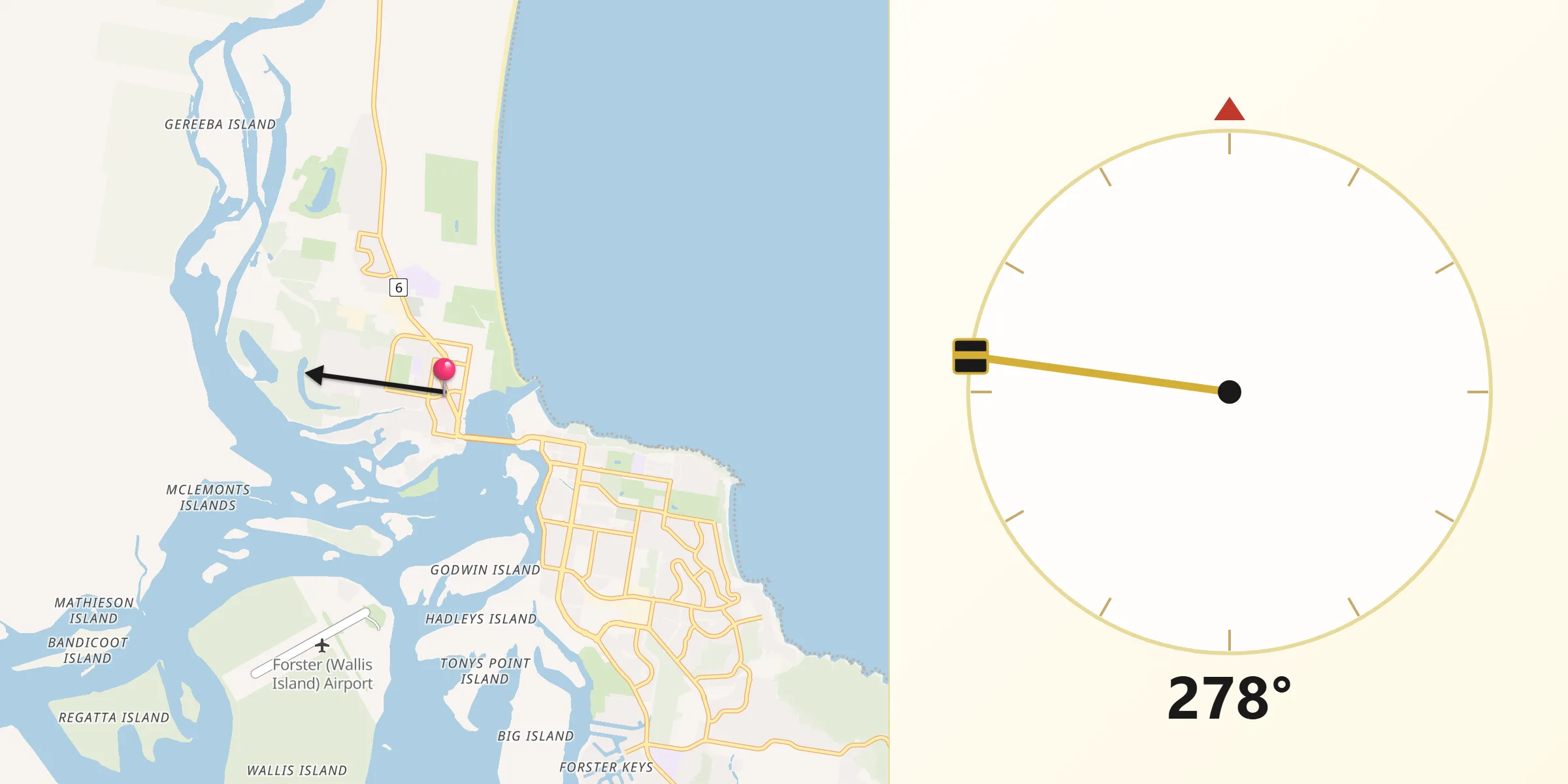 Qibla Direction from Tuncurry