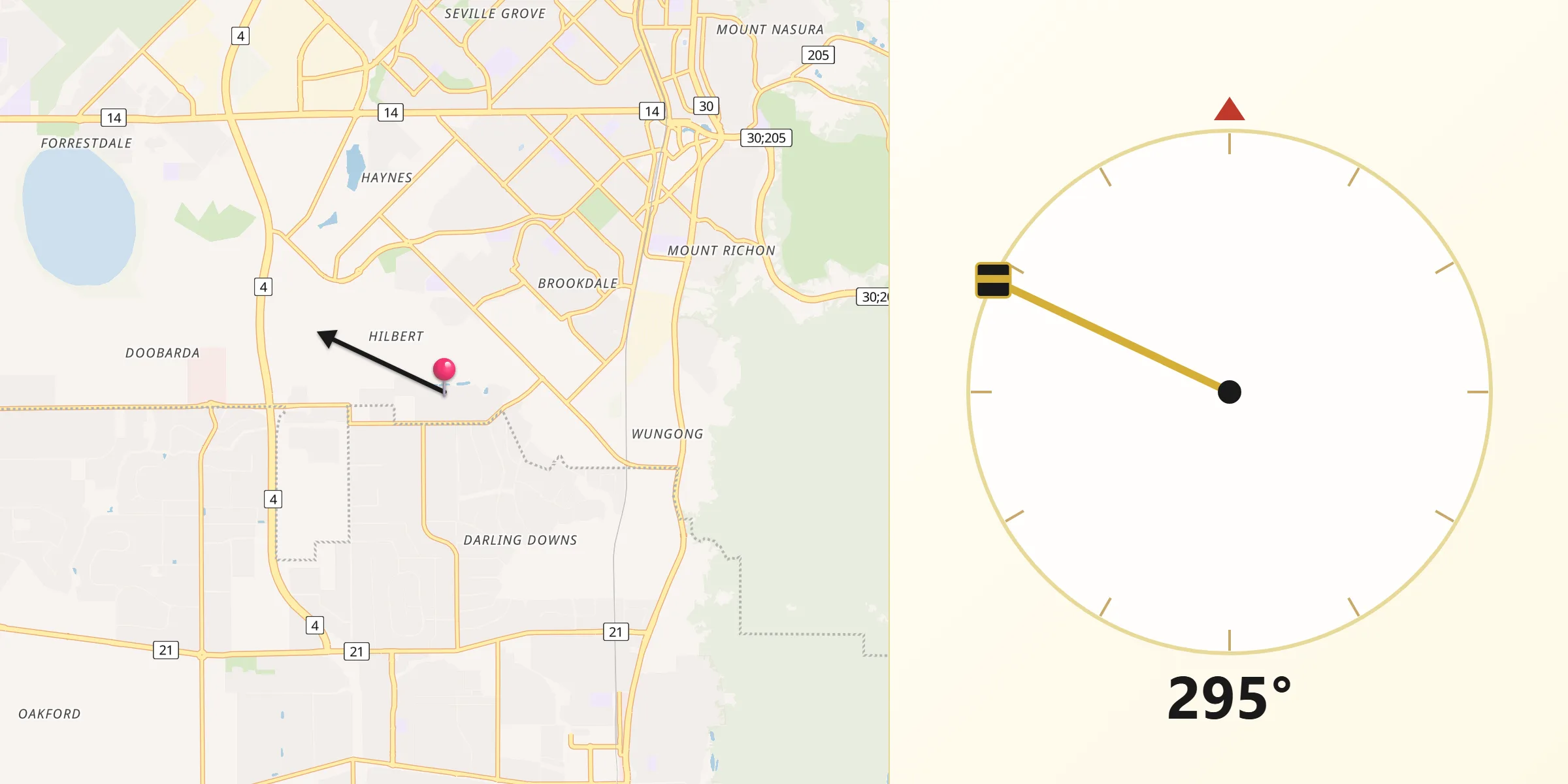 Qibla Direction from Hilbert