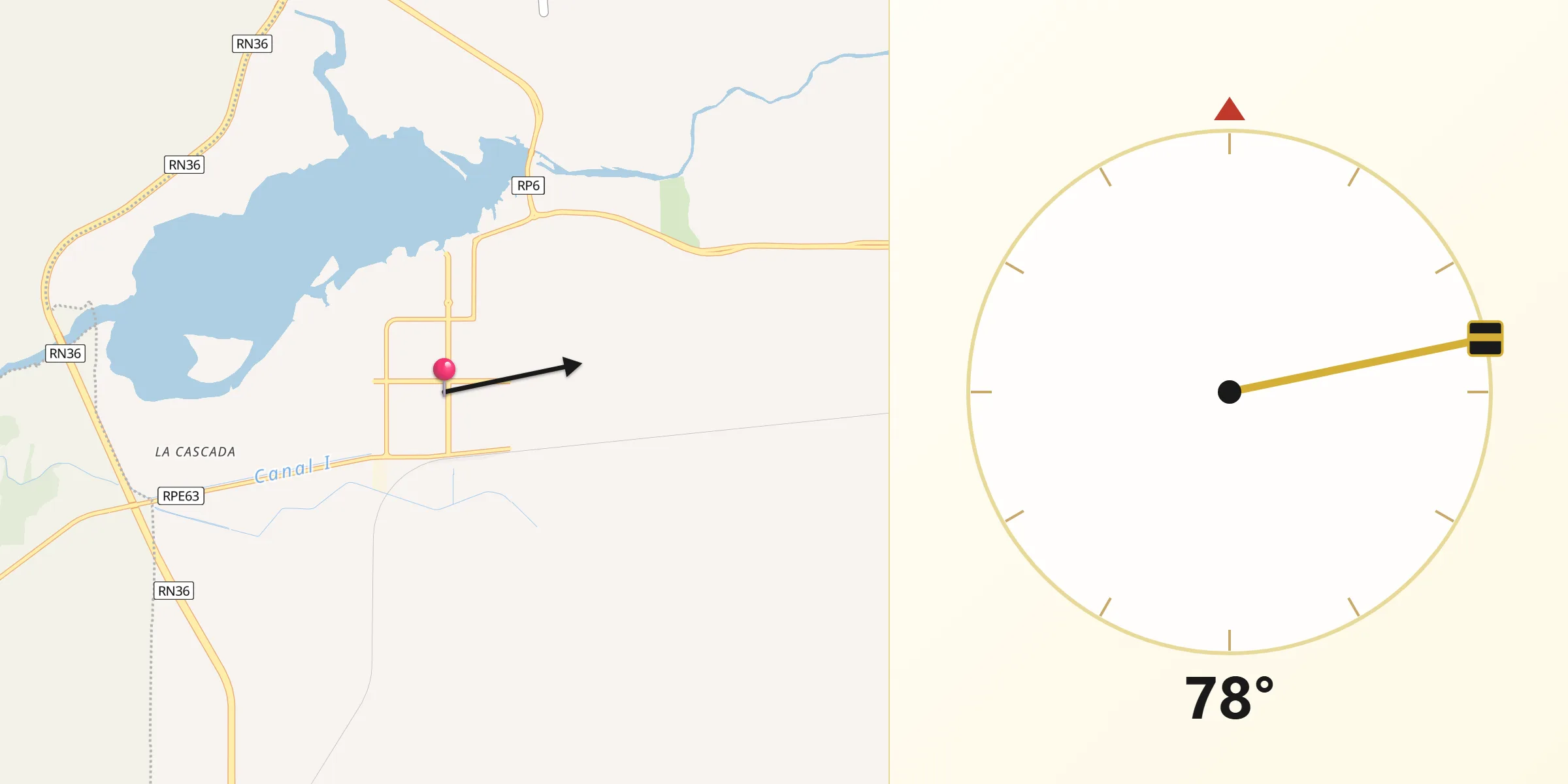 Dirección de la Qibla desde Almafuerte