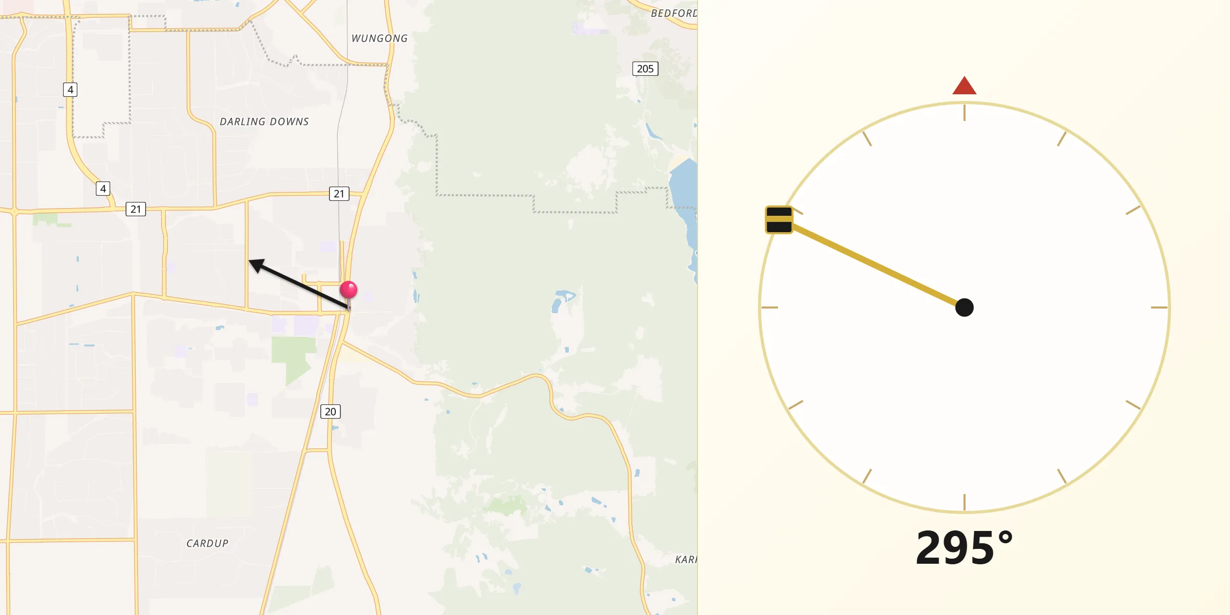 Qibla Direction from Byford