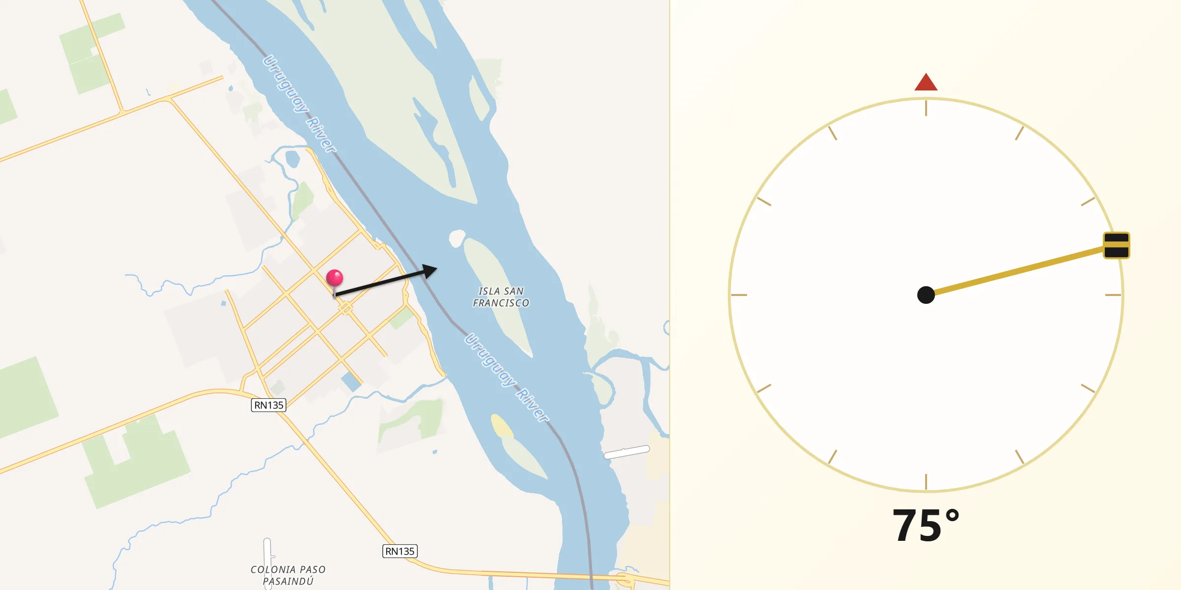 Dirección de la Qibla desde Colón
