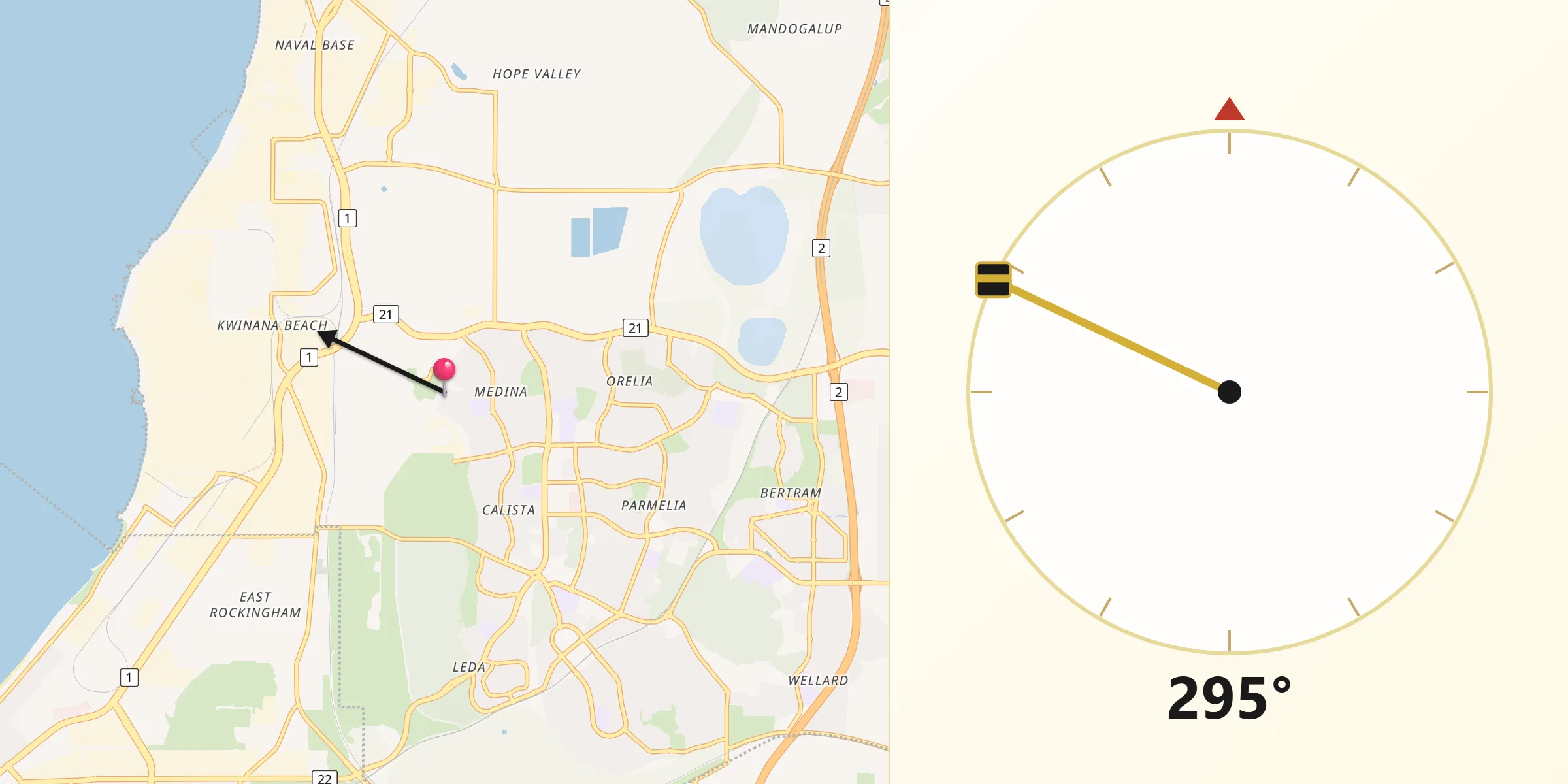 Qibla Direction from Medina