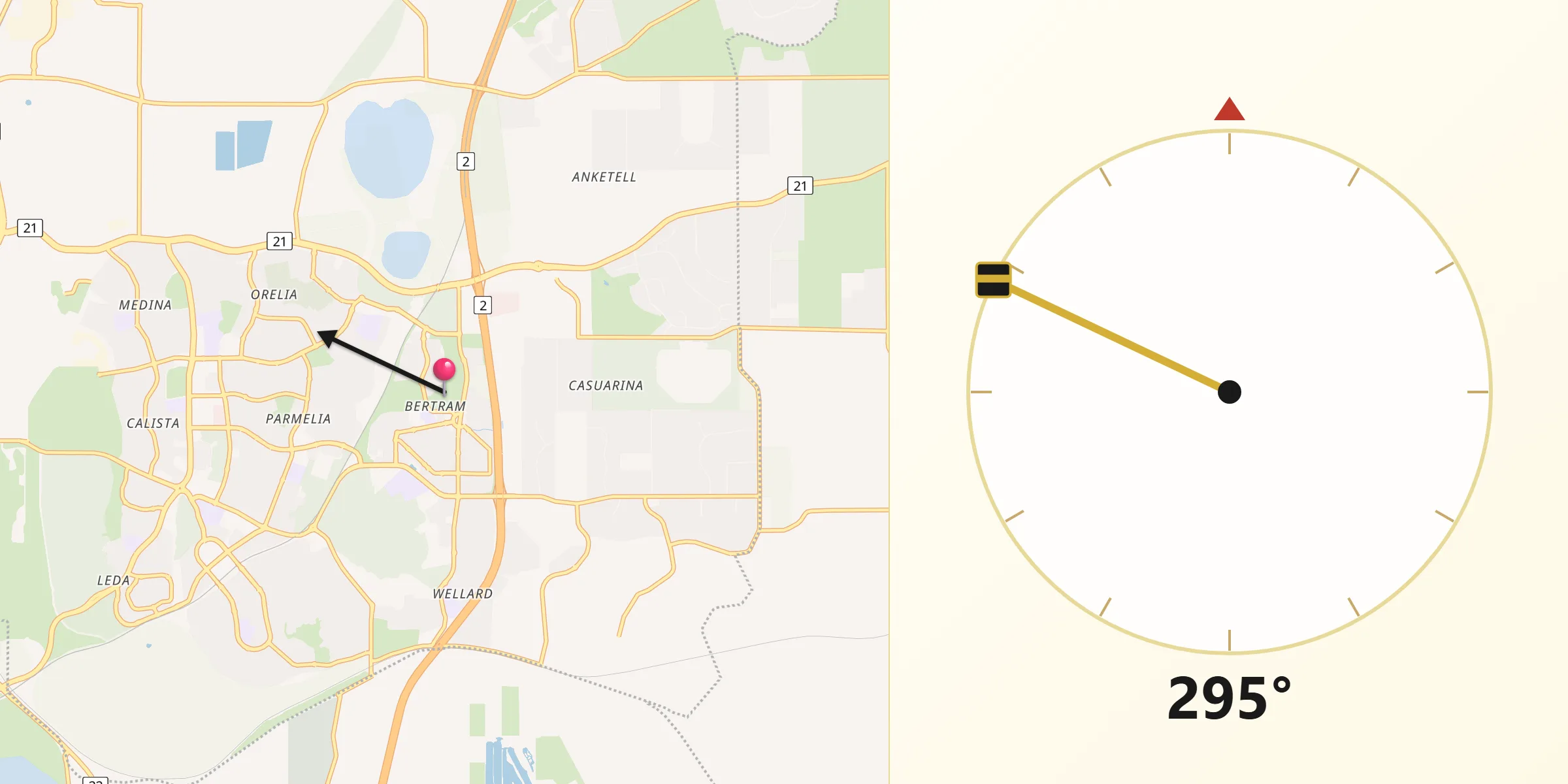 Qibla Direction from Bertram