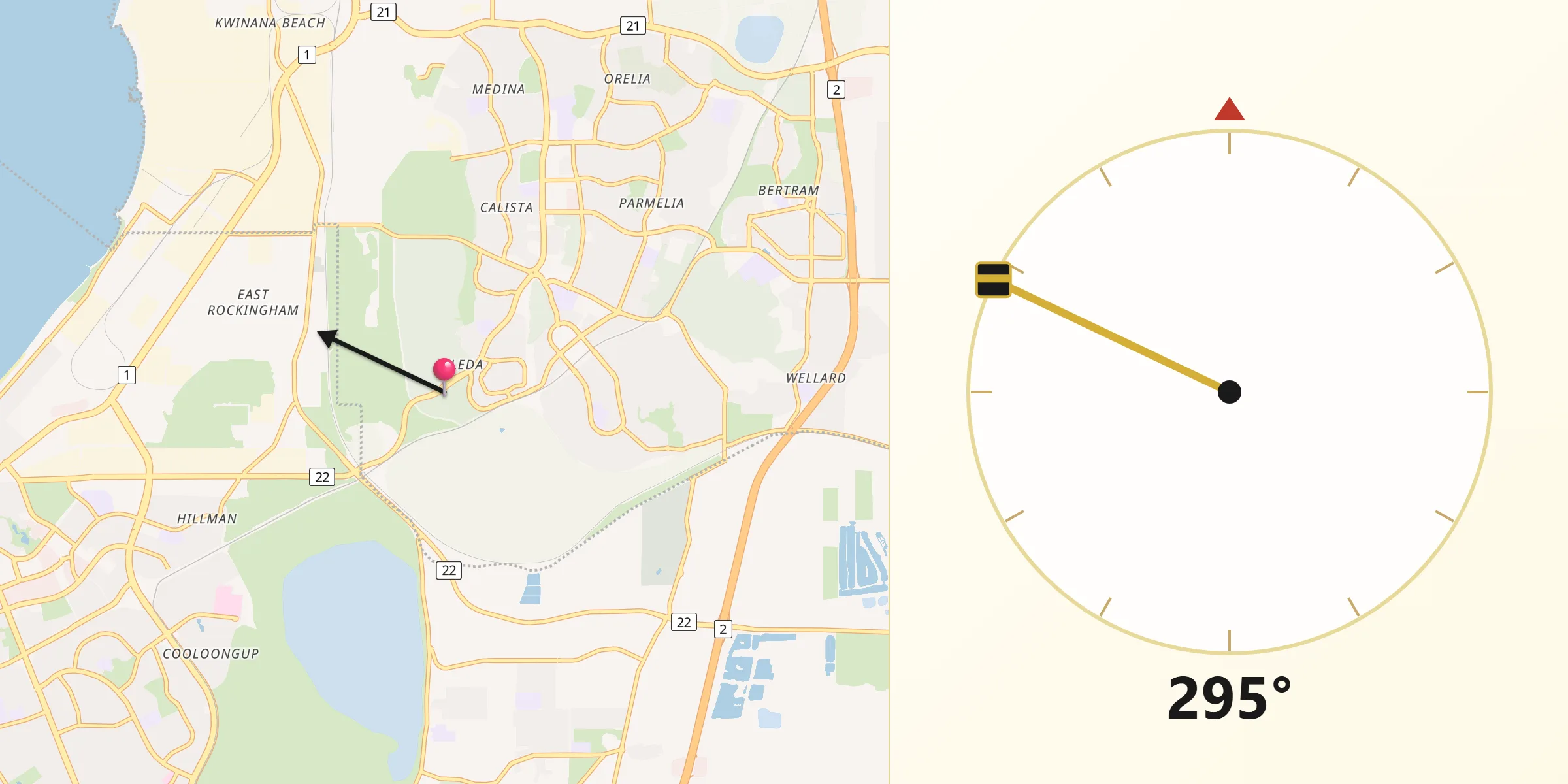 Qibla Direction from Leda