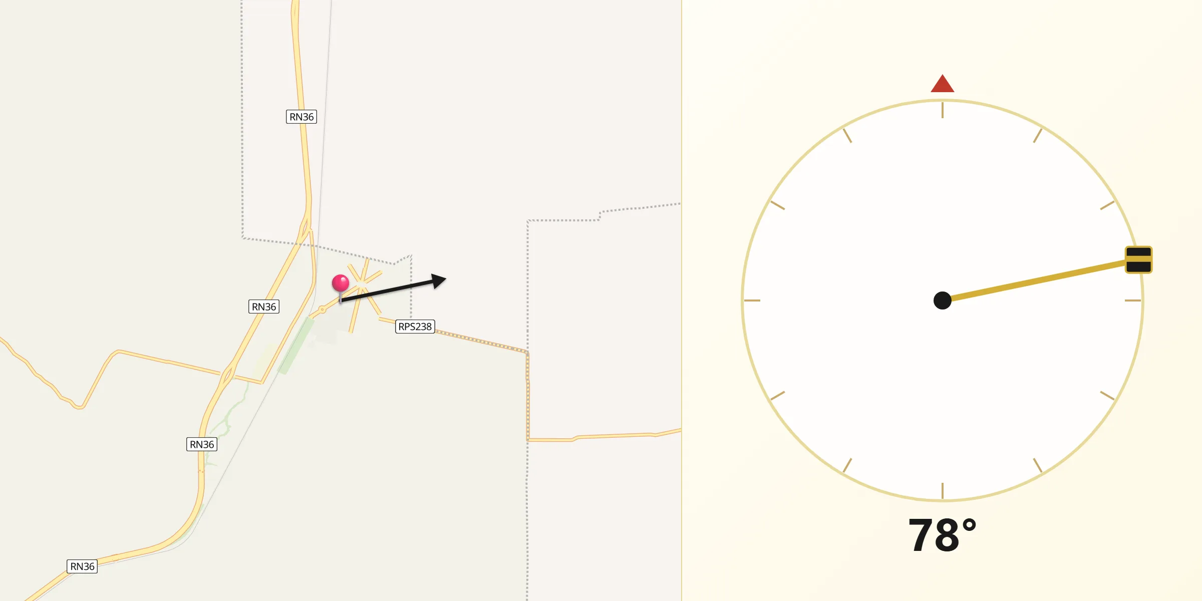 Dirección de la Qibla desde Los Cóndores