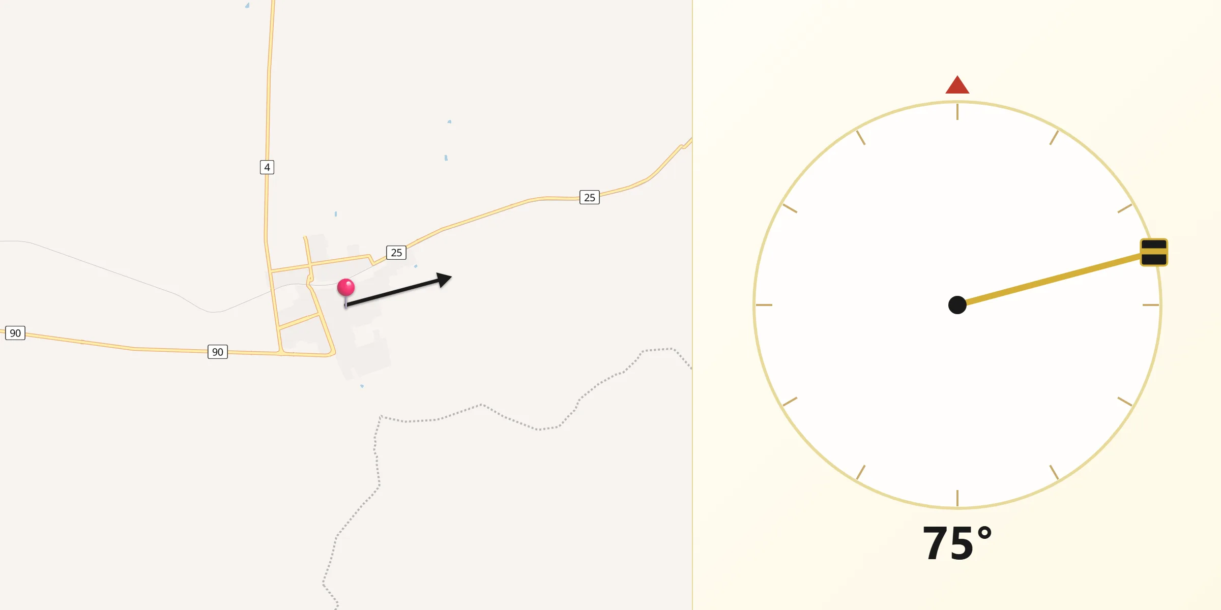 Dirección de la Qibla desde Guichón