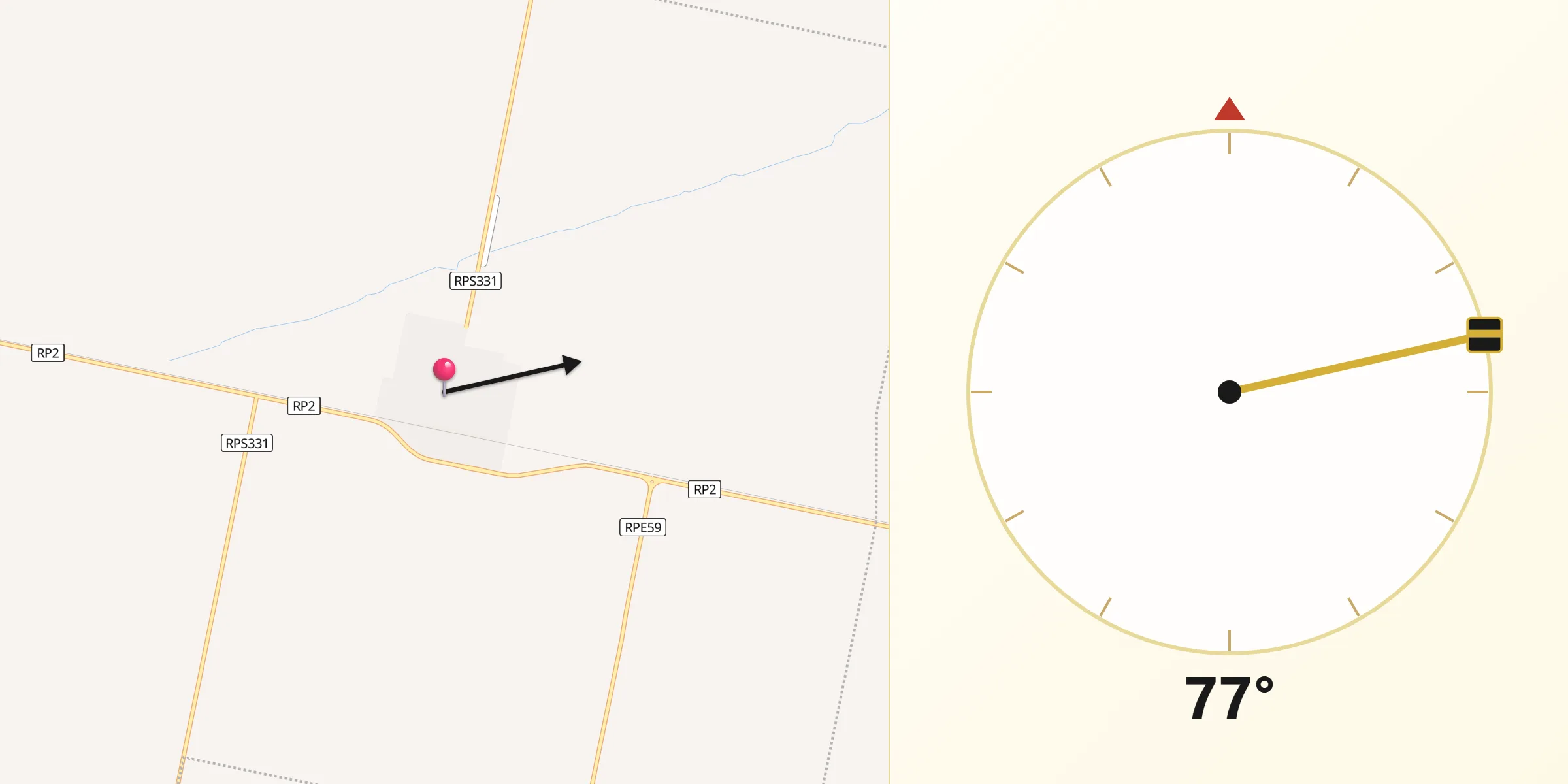 Dirección de la Qibla desde Noetinger