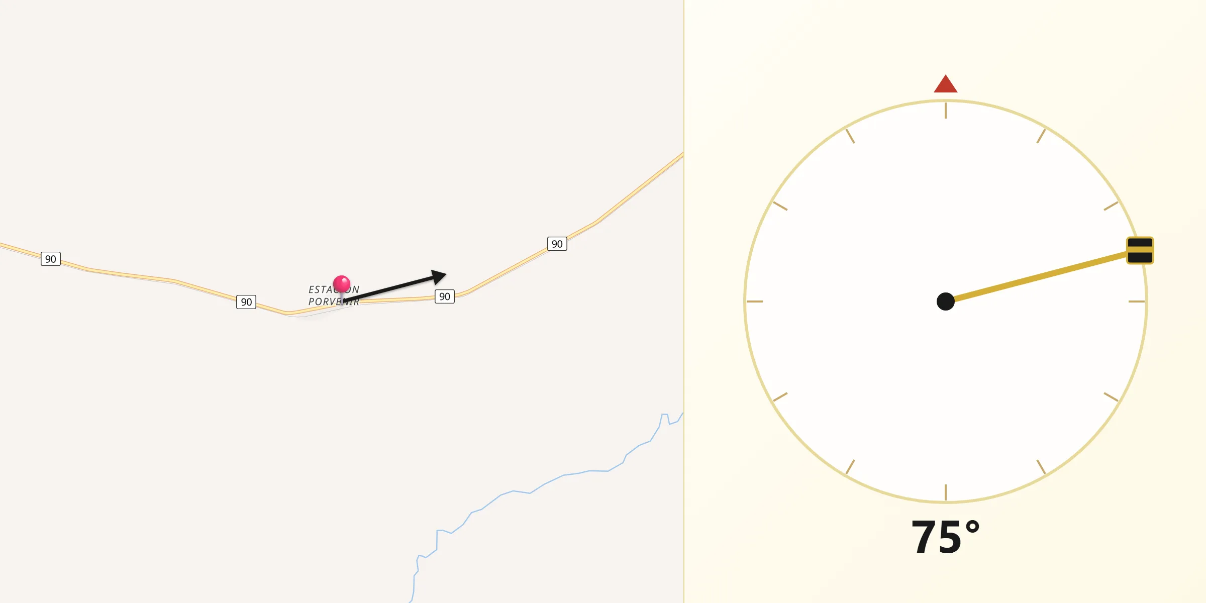 Dirección de la Qibla desde Estación Porvenir