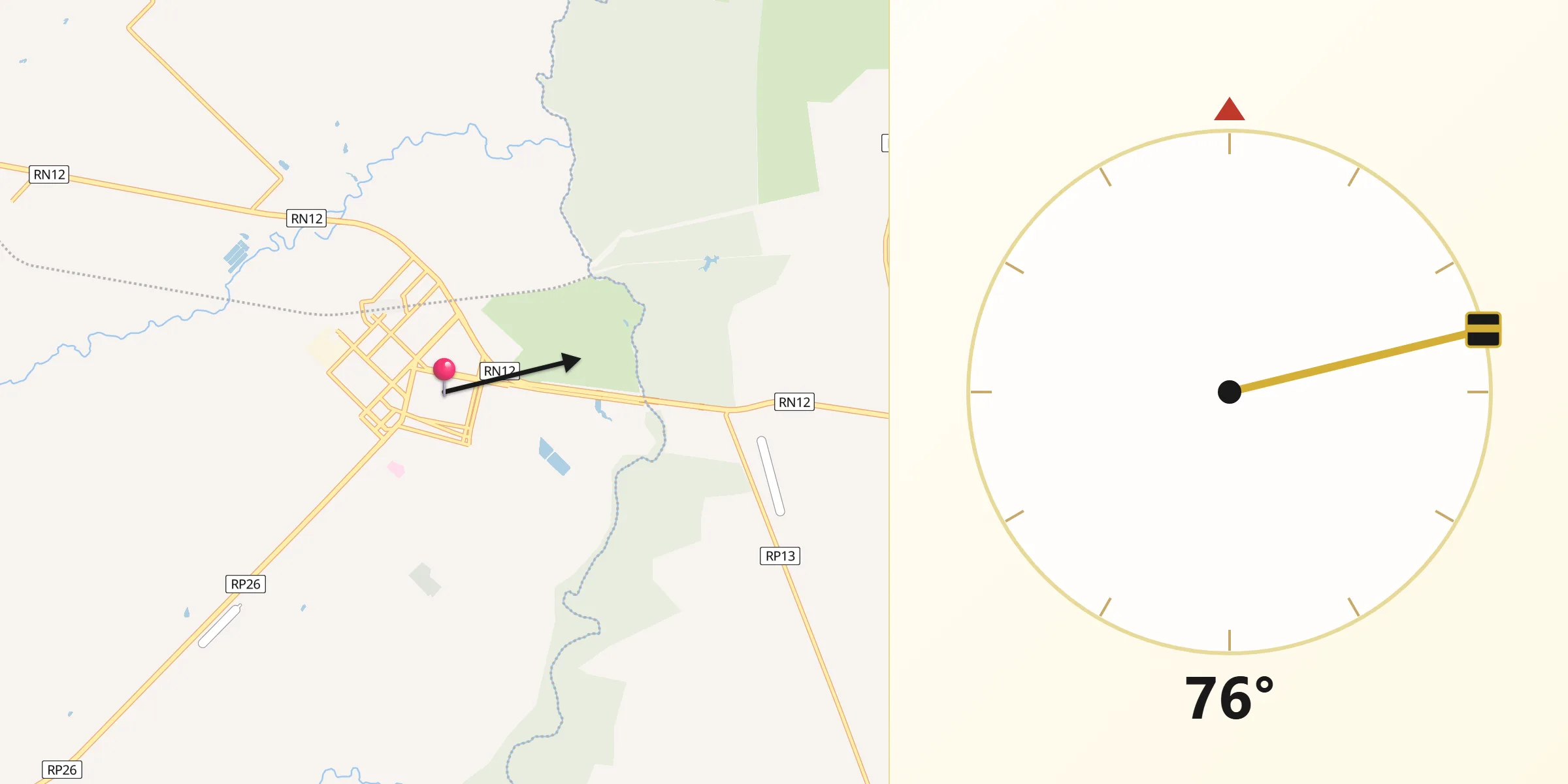 Dirección de la Qibla desde Nogoyá