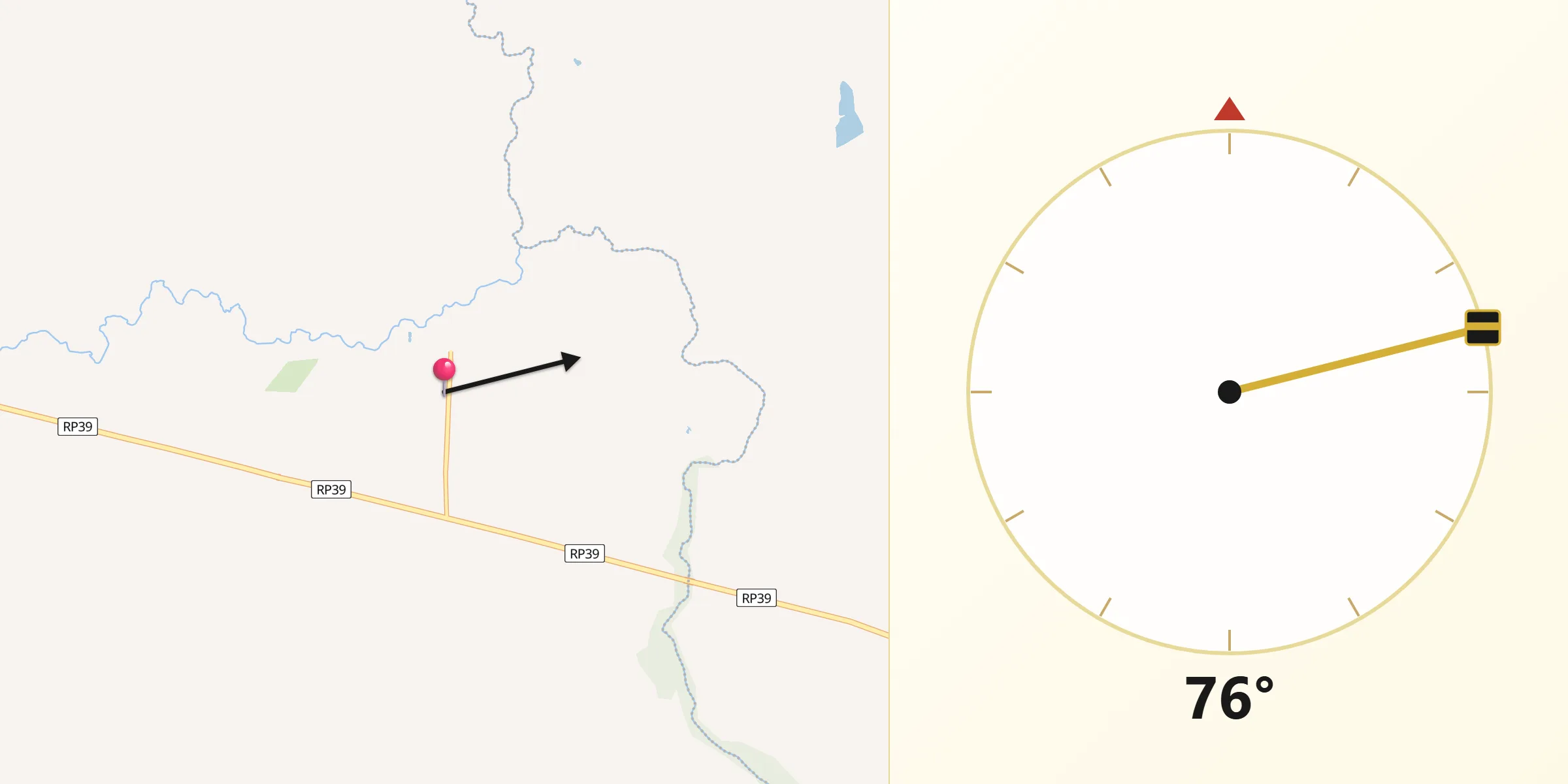 Dirección de la Qibla desde Villa Mantero