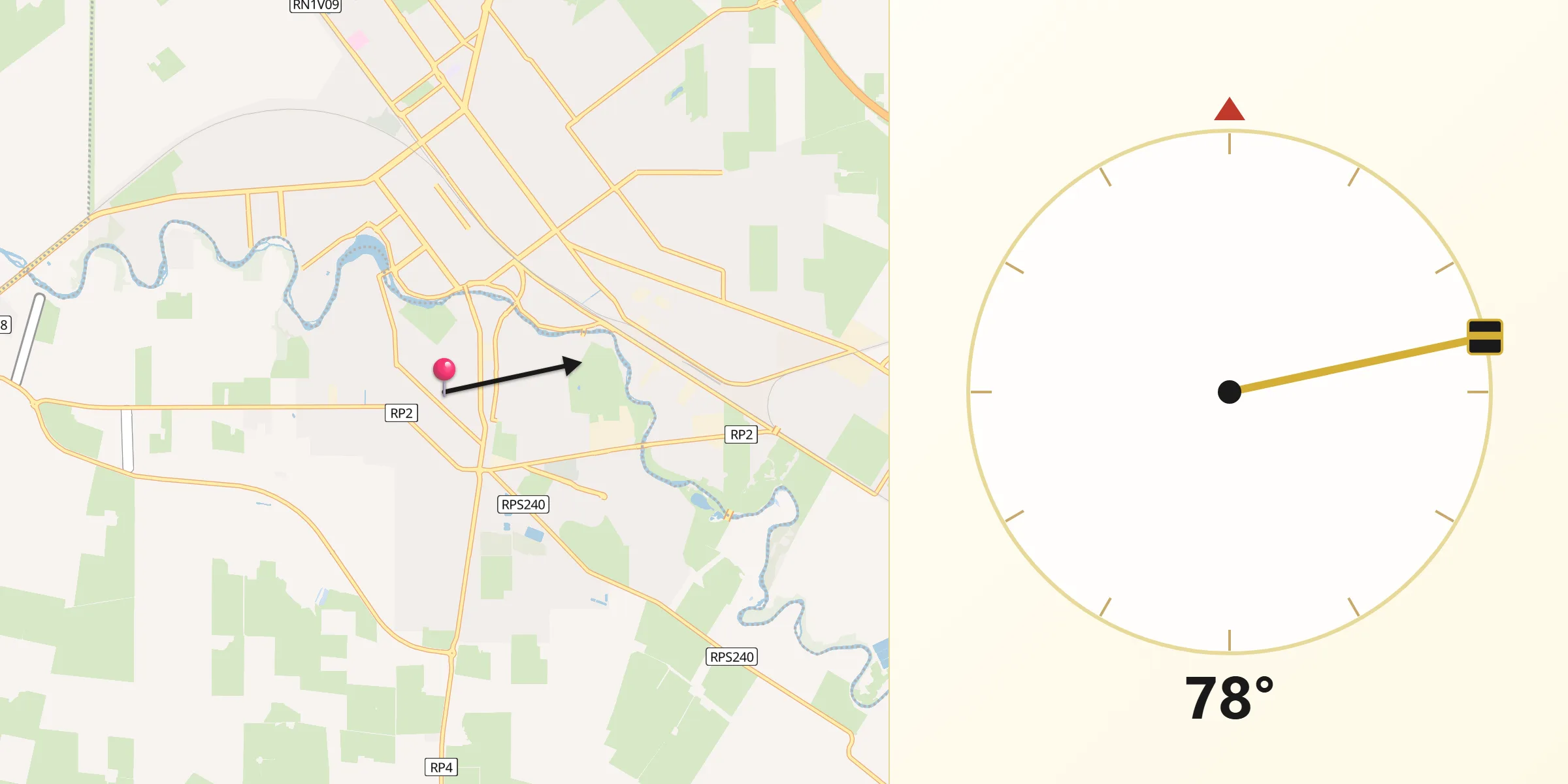 Dirección de la Qibla desde Villa Nueva