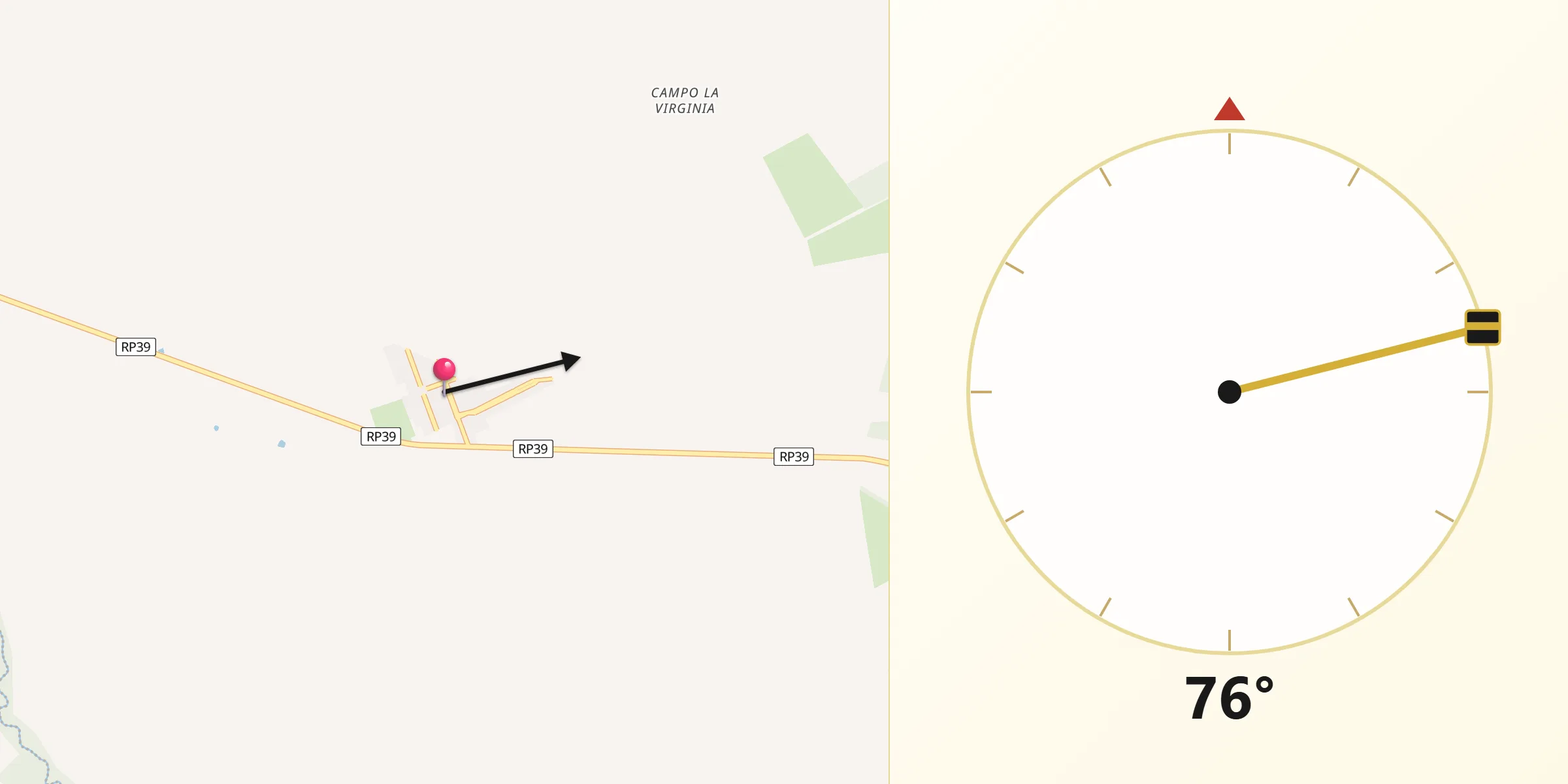 Dirección de la Qibla desde Herrera