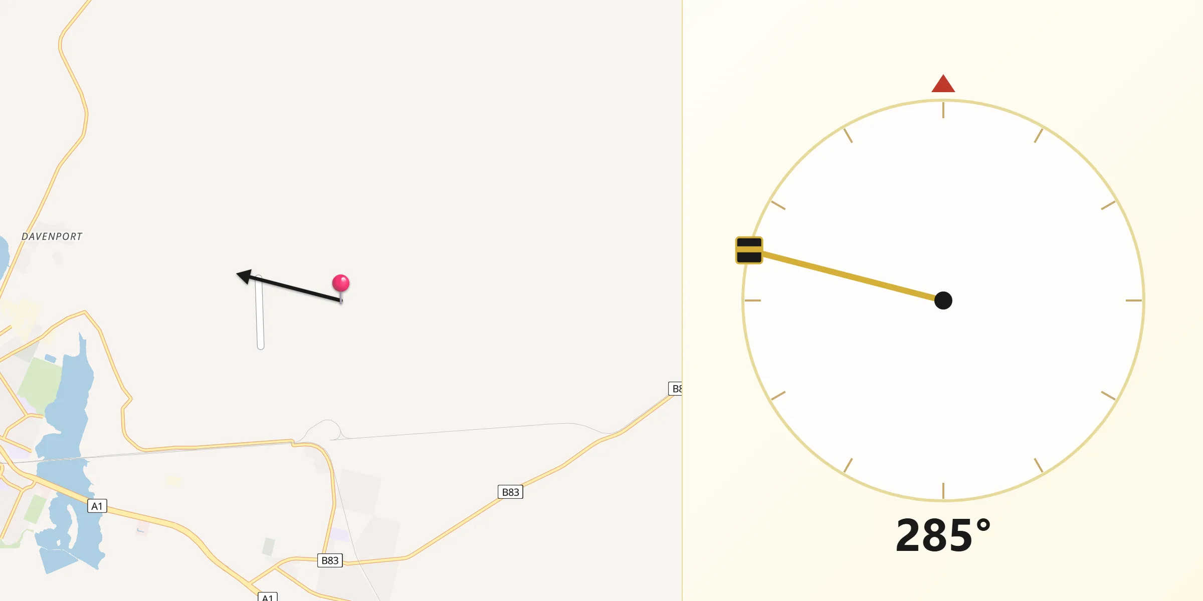 Qibla Direction from Stirling North