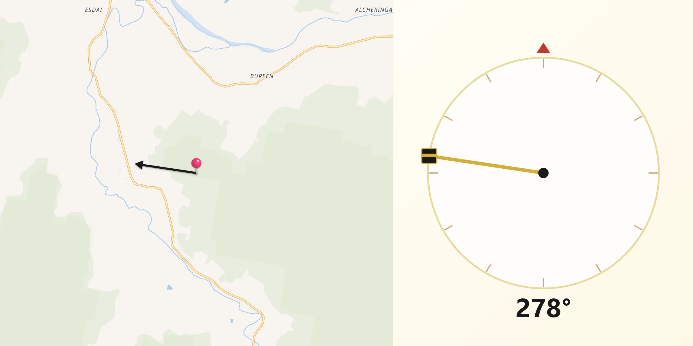 Qibla Direction from Muswellbrook