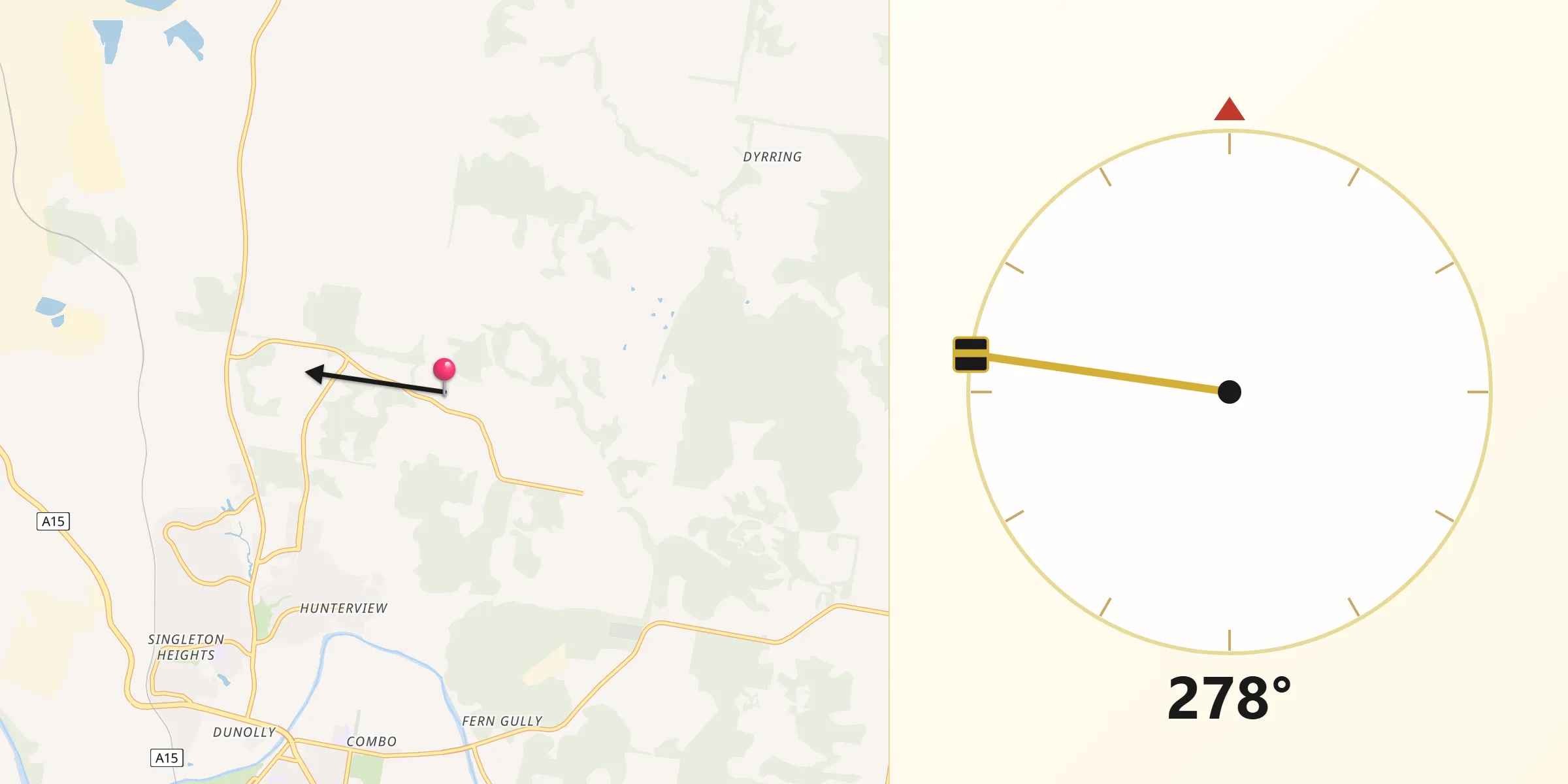 Qibla Direction from Wattle Ponds