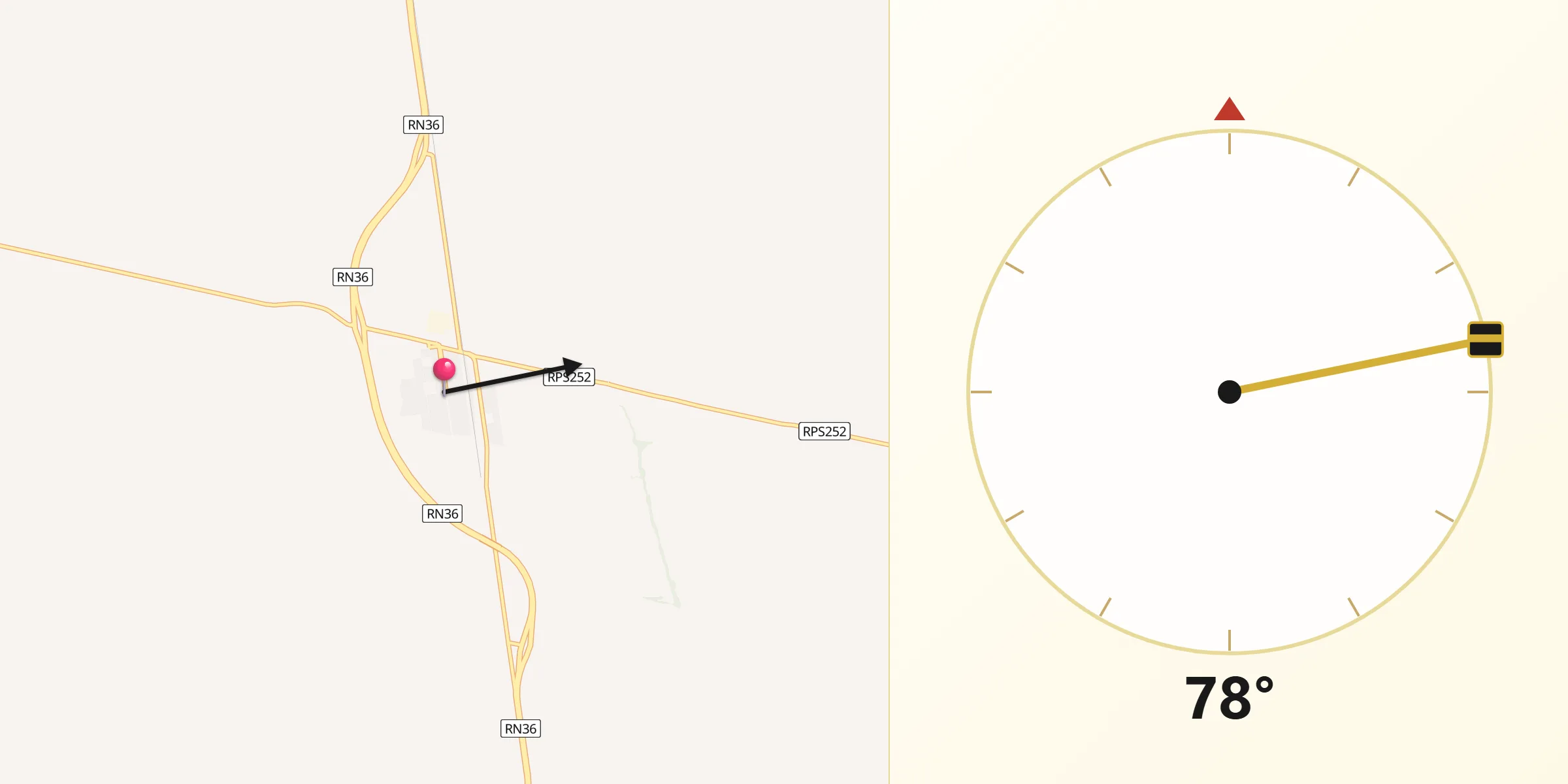 Dirección de la Qibla desde Elena