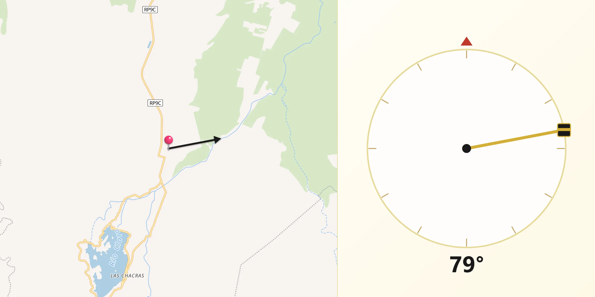 Dirección de la Qibla desde San Francisco del Monte de Oro