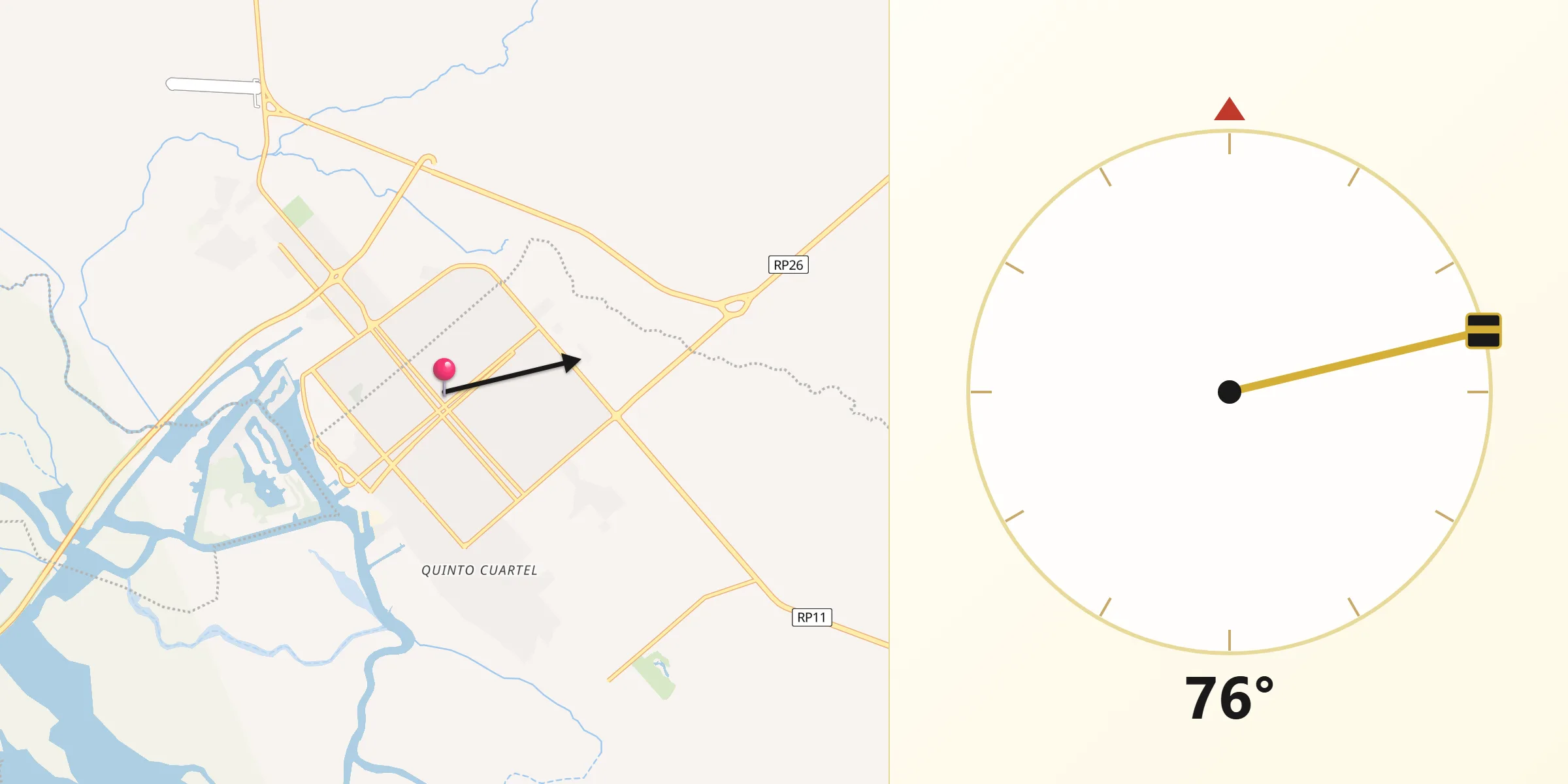 Dirección de la Qibla desde Victoria
