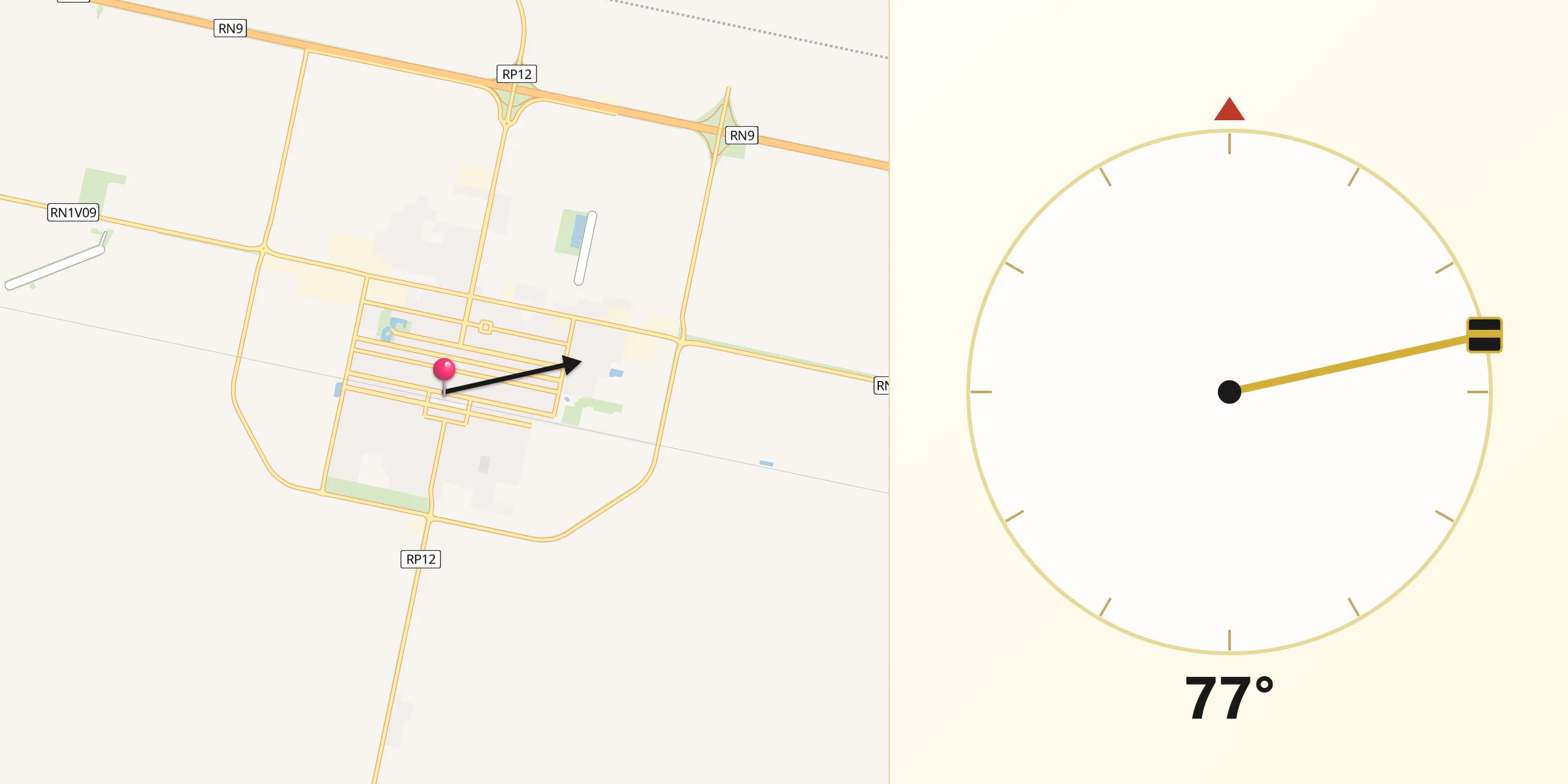 Dirección de la Qibla desde Marcos Juárez