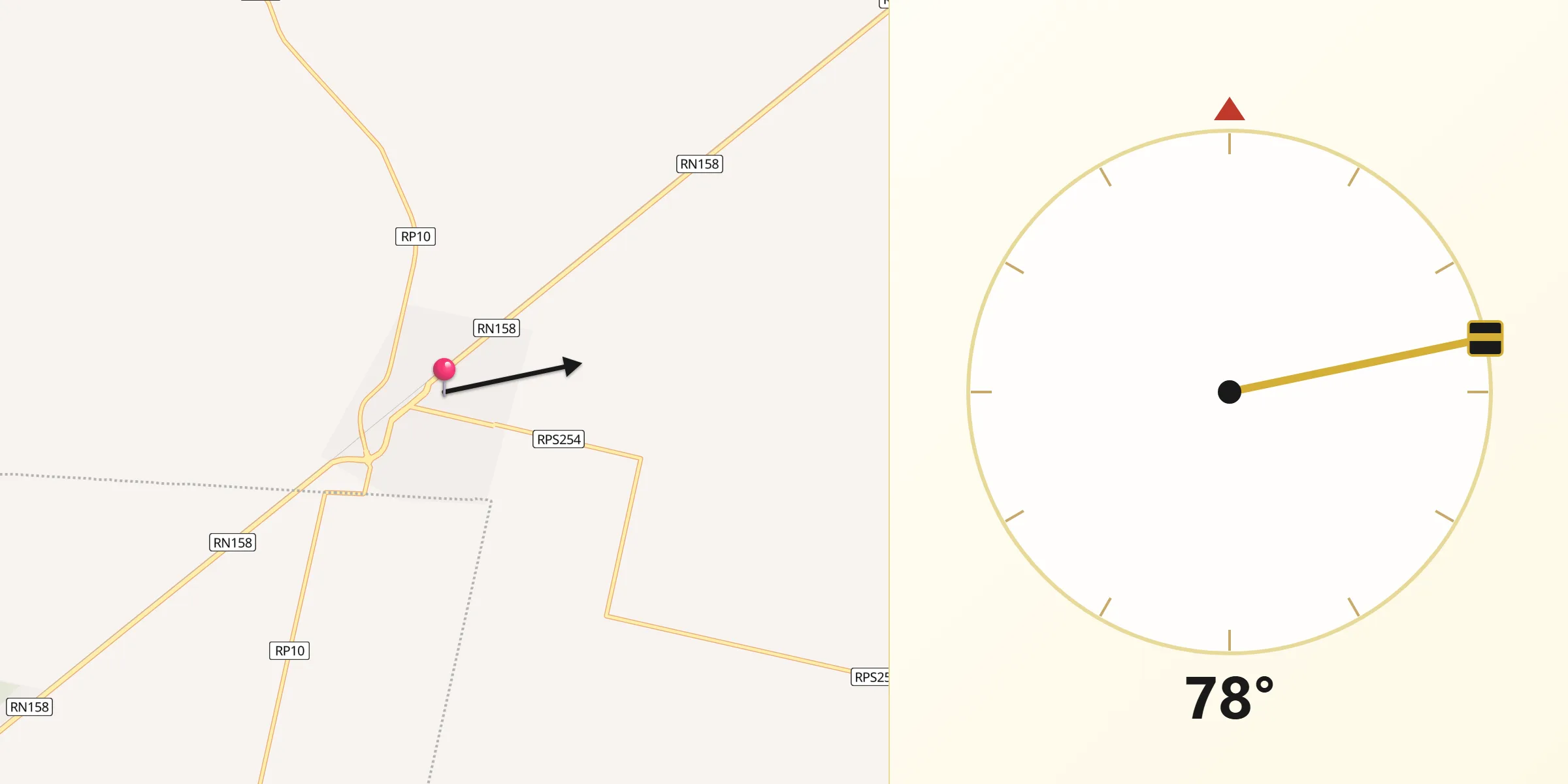 Dirección de la Qibla desde Las Perdices