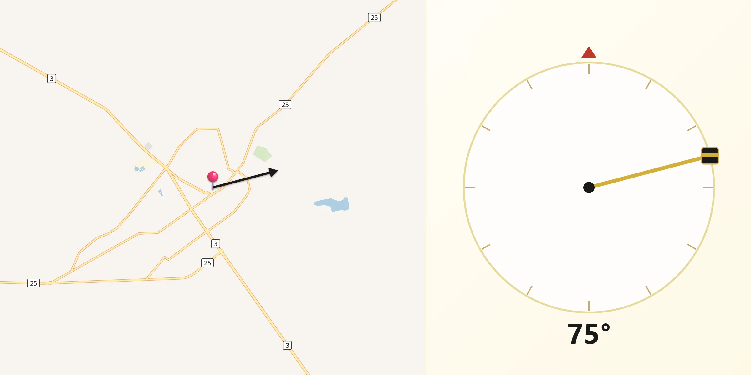 Dirección de la Qibla desde Young