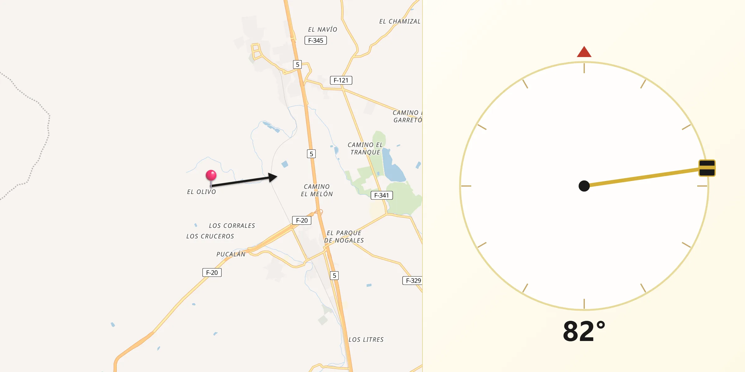 Dirección de la Qibla desde Nogales