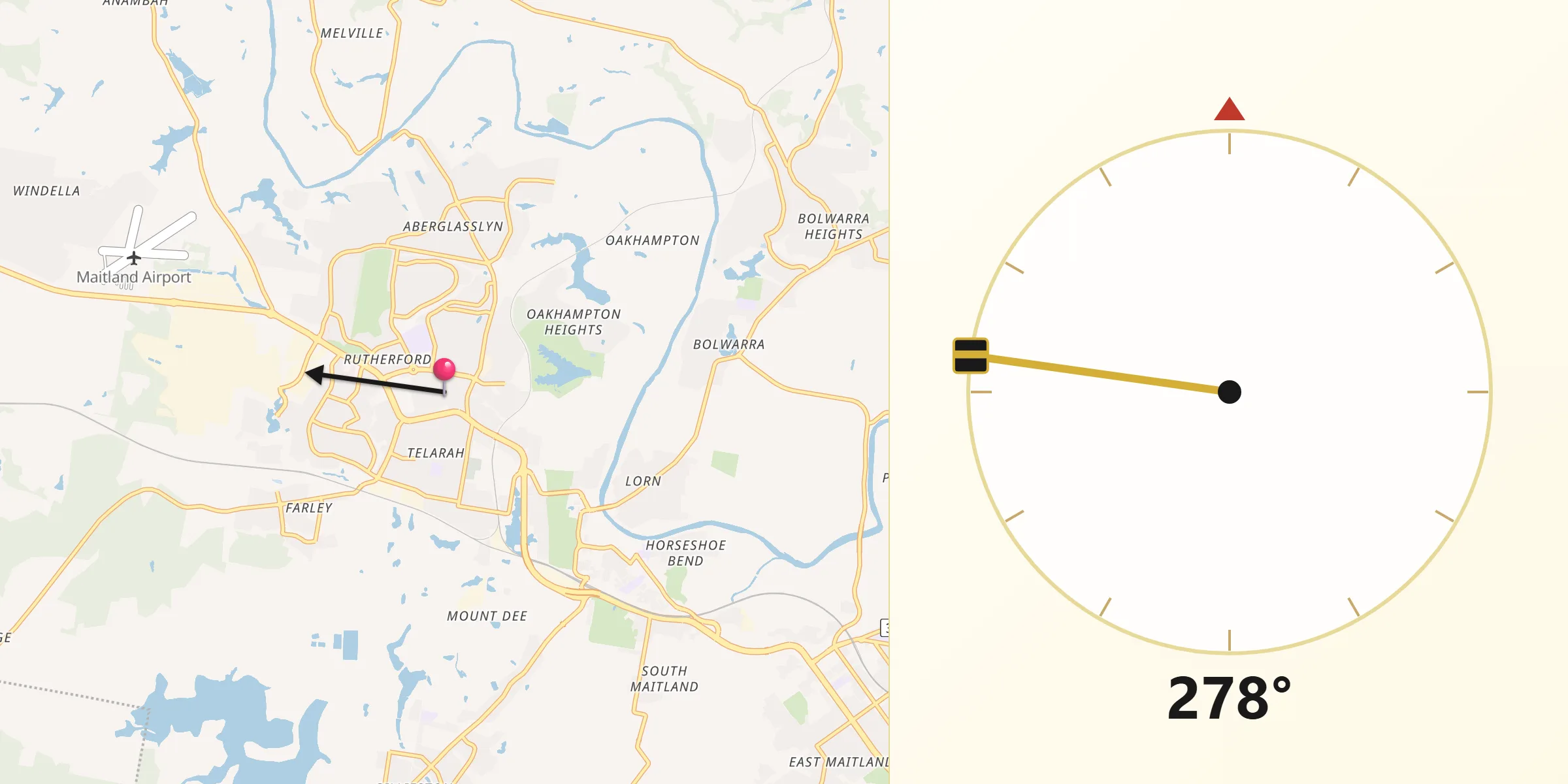 Qibla Direction from Rutherford