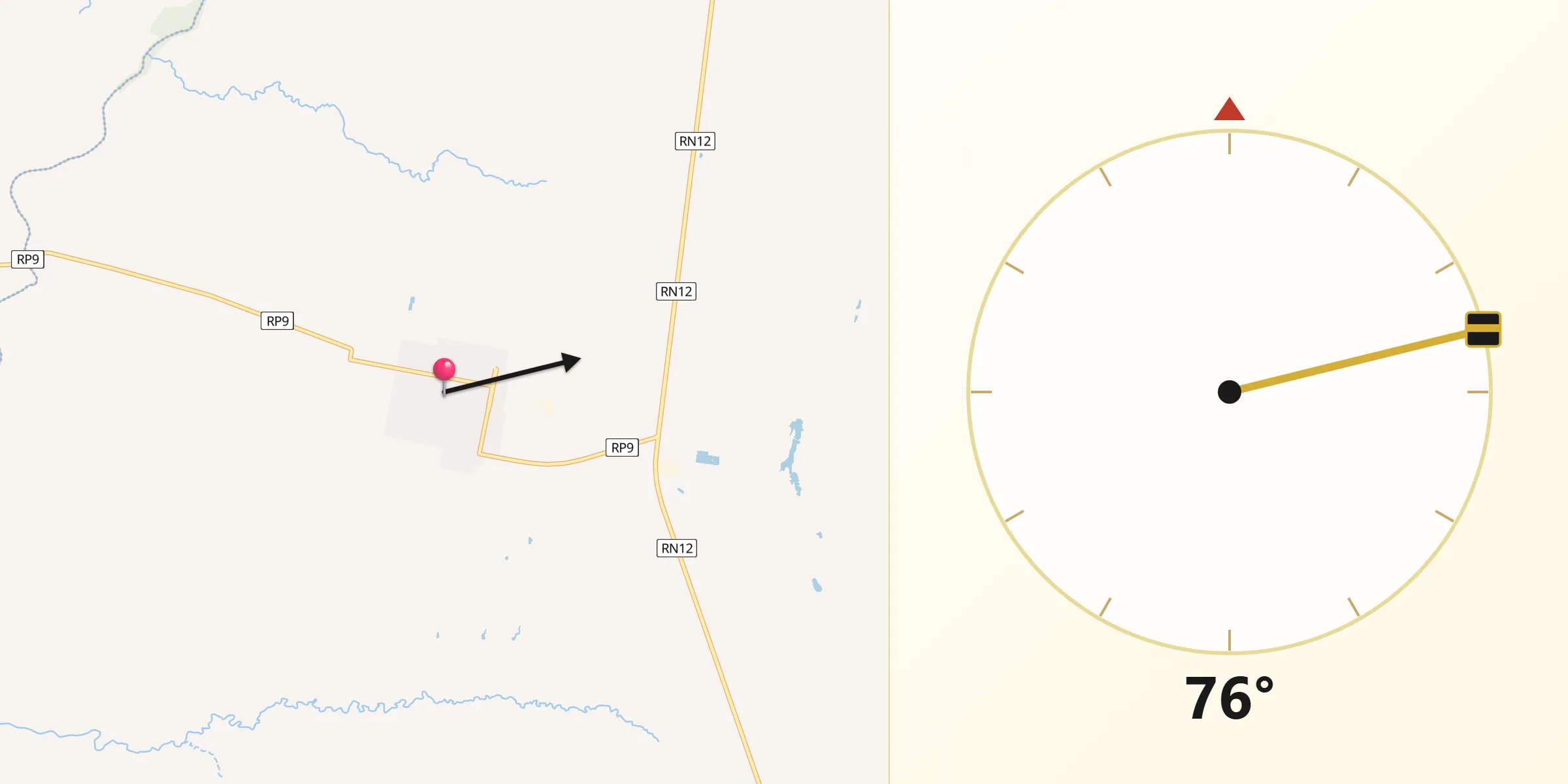 Dirección de la Qibla desde General Galarza