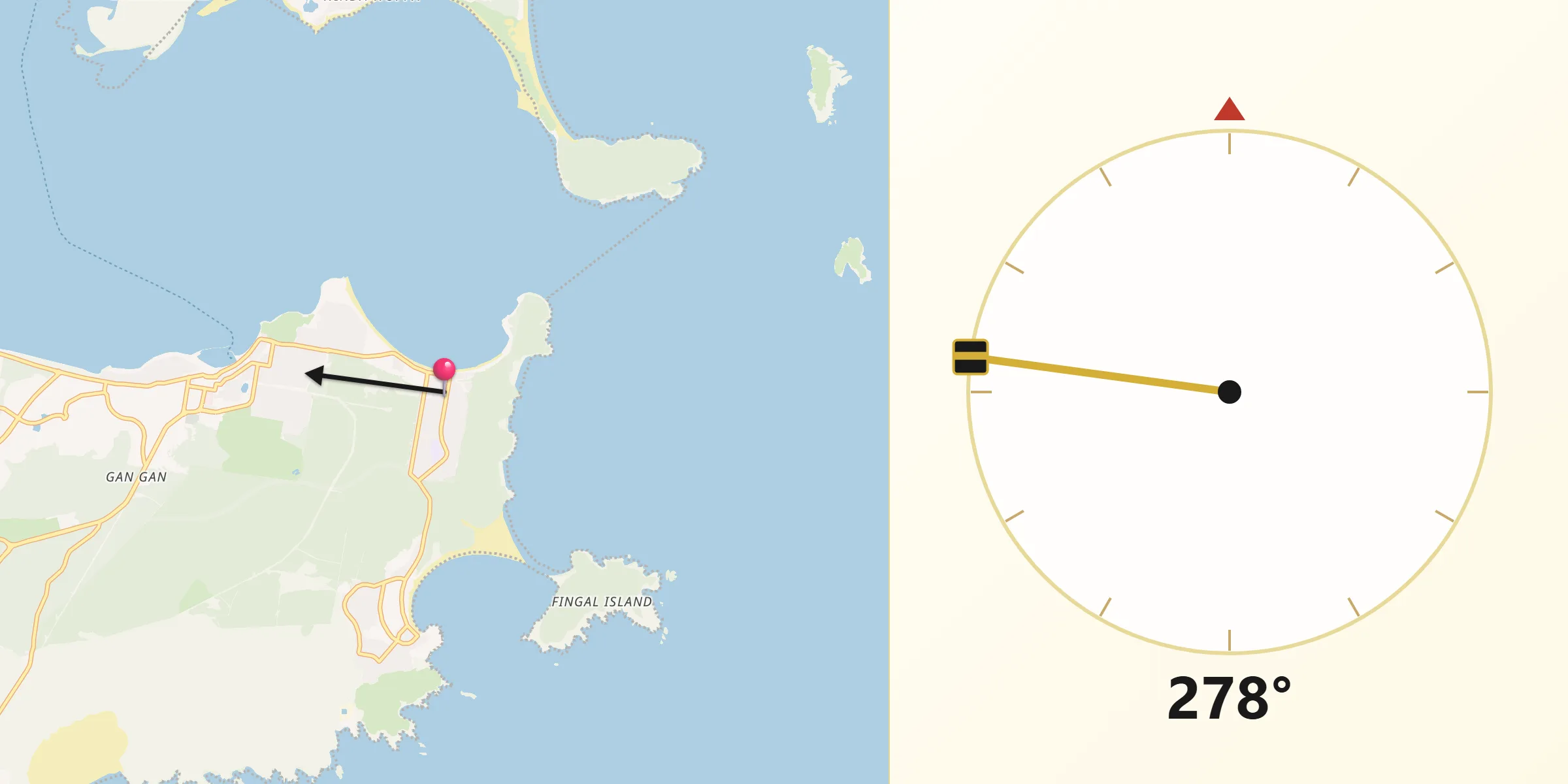 Qibla Direction from Shoal Bay