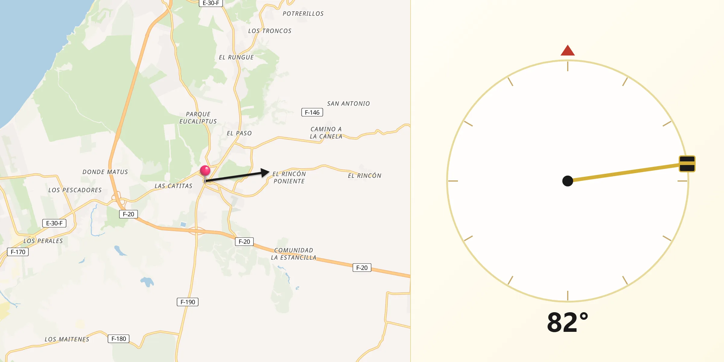 Dirección de la Qibla desde Puchuncaví