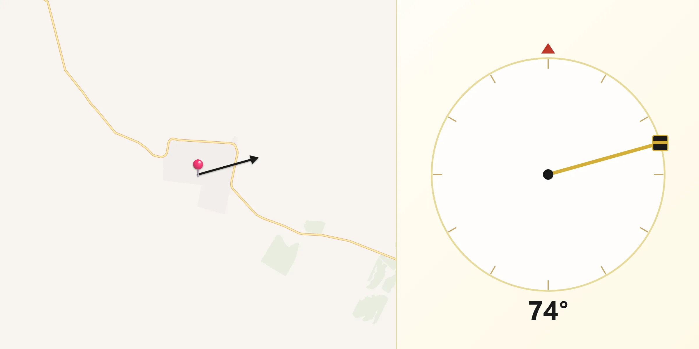 Dirección de la Qibla desde La Paloma