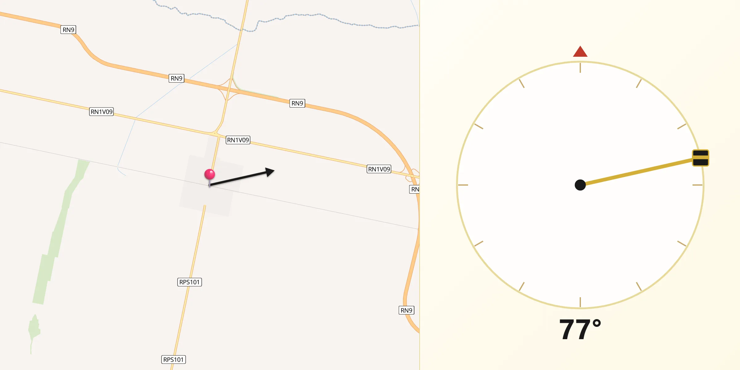 Dirección de la Qibla desde Ciudad de General Roca