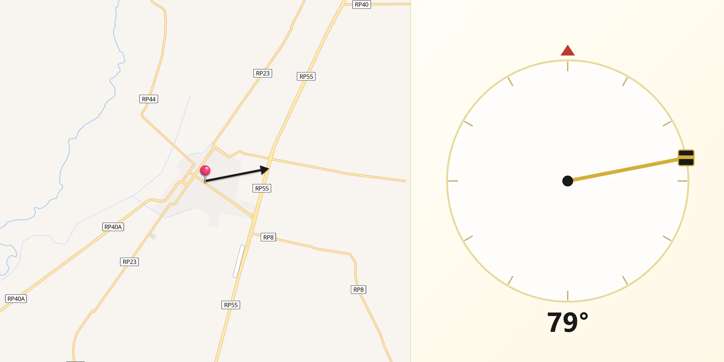 Dirección de la Qibla desde Tilisarao