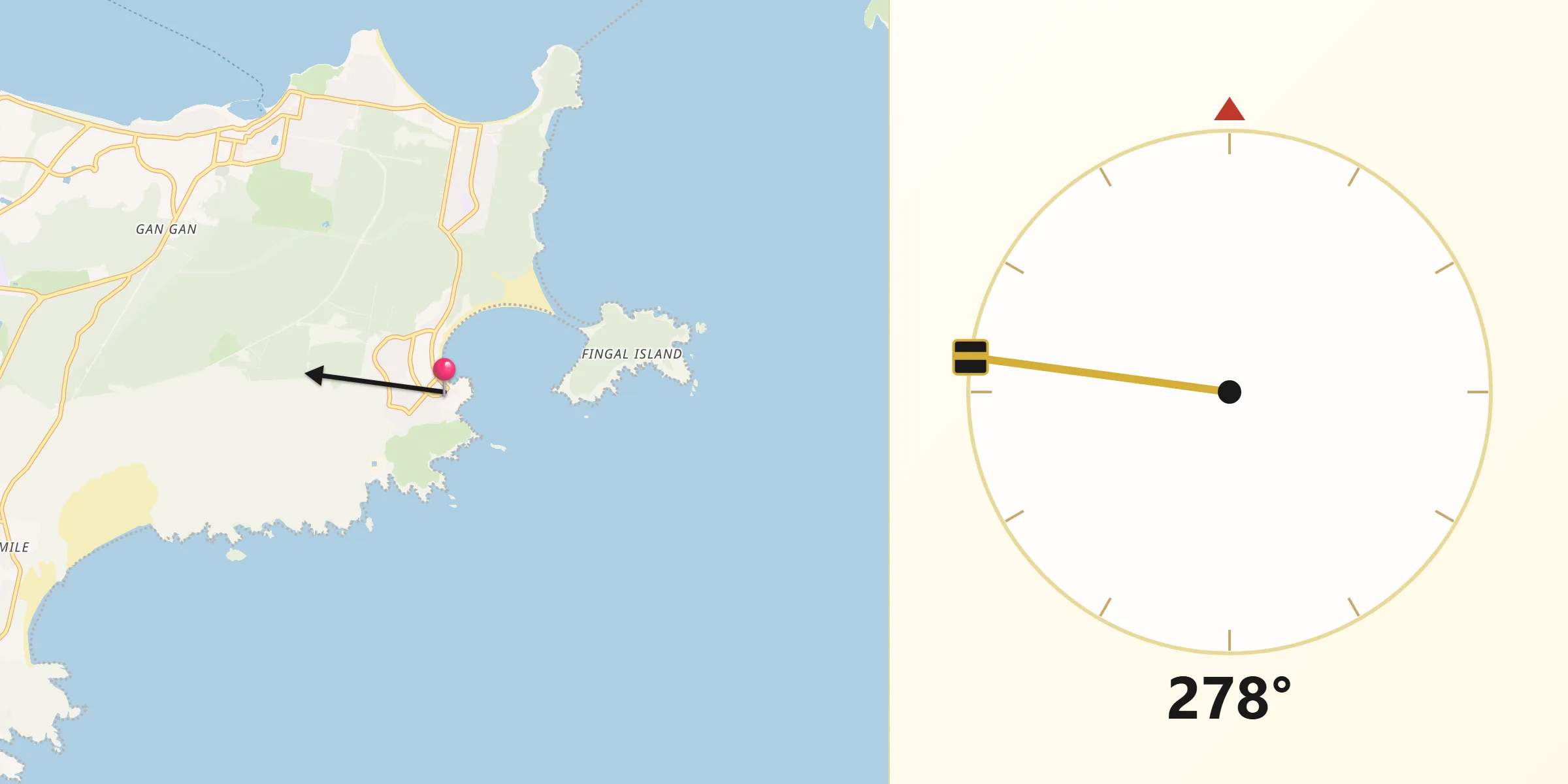 Qibla Direction from Fingal Bay