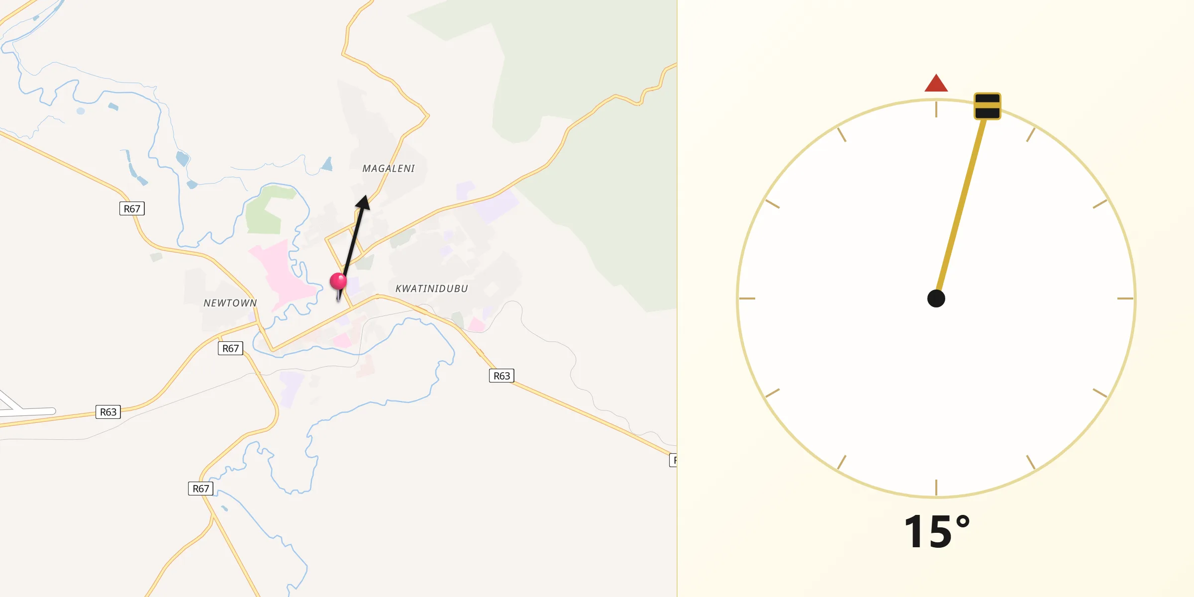 Qibla Direction from Fort Beaufort