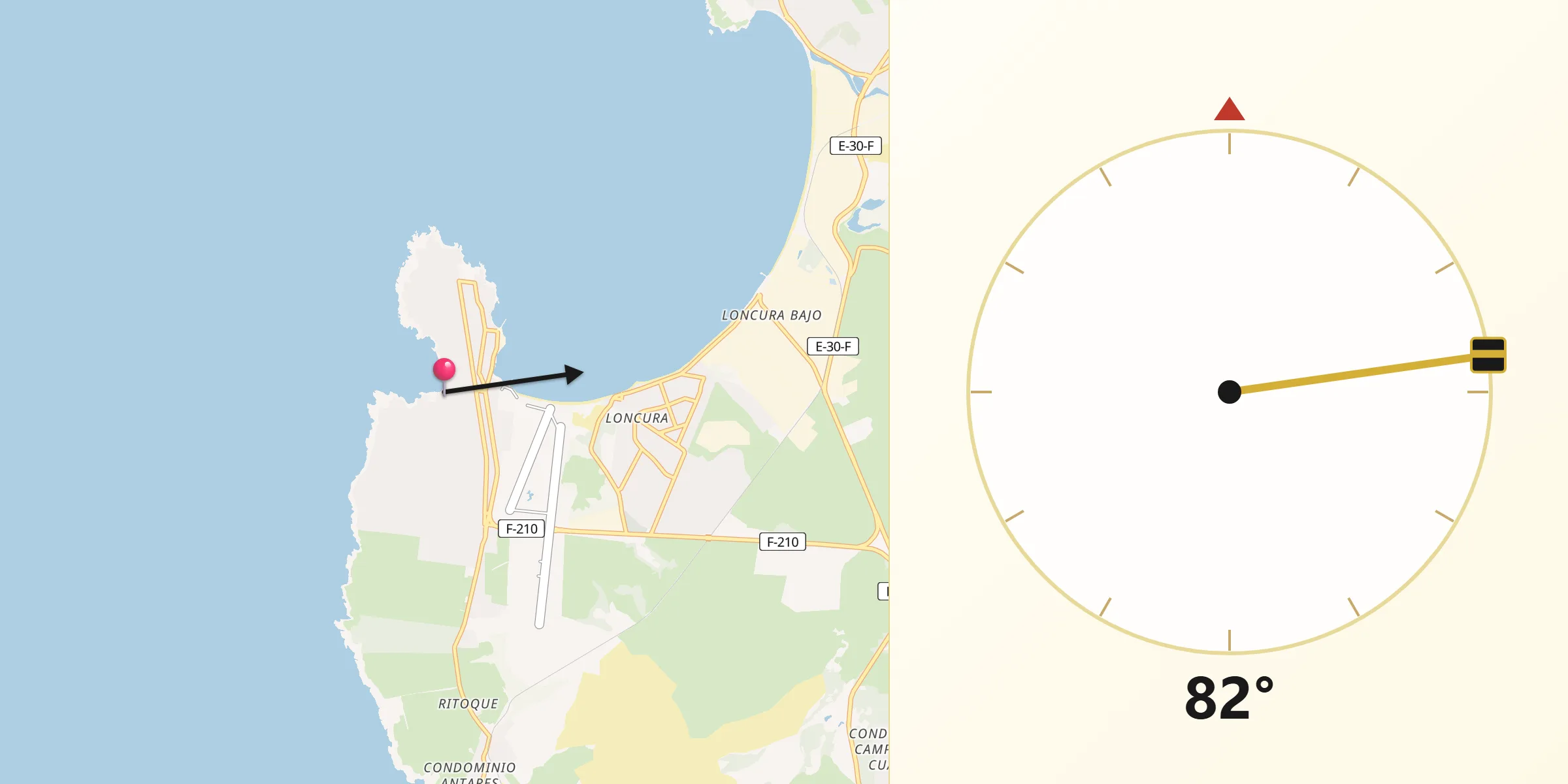 Dirección de la Qibla desde Quintero