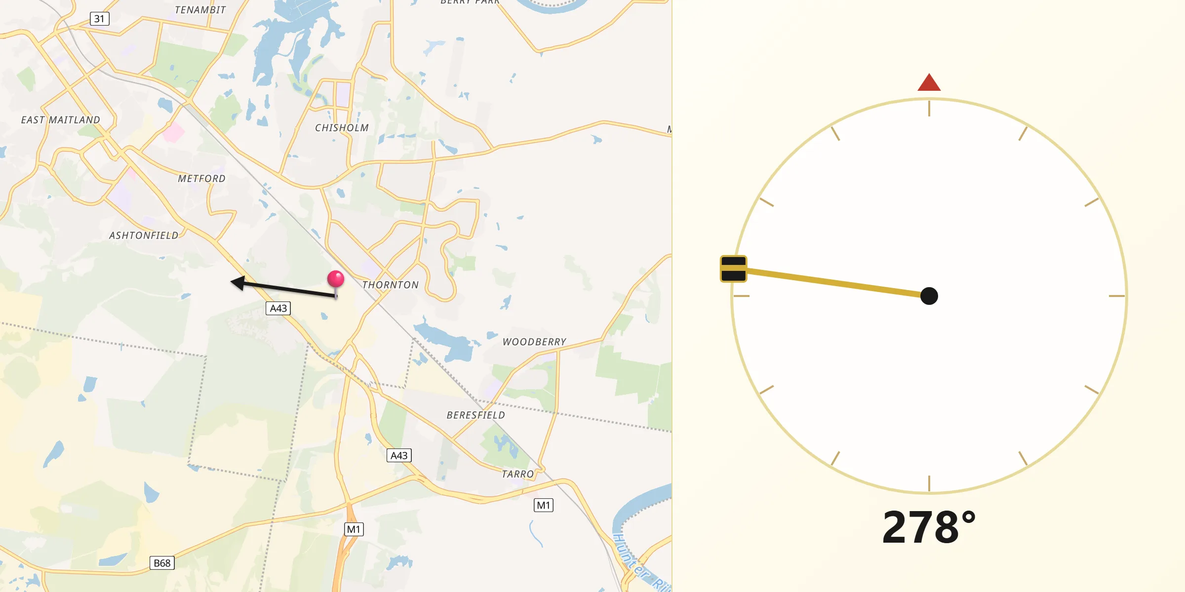 Qibla Direction from Thornton