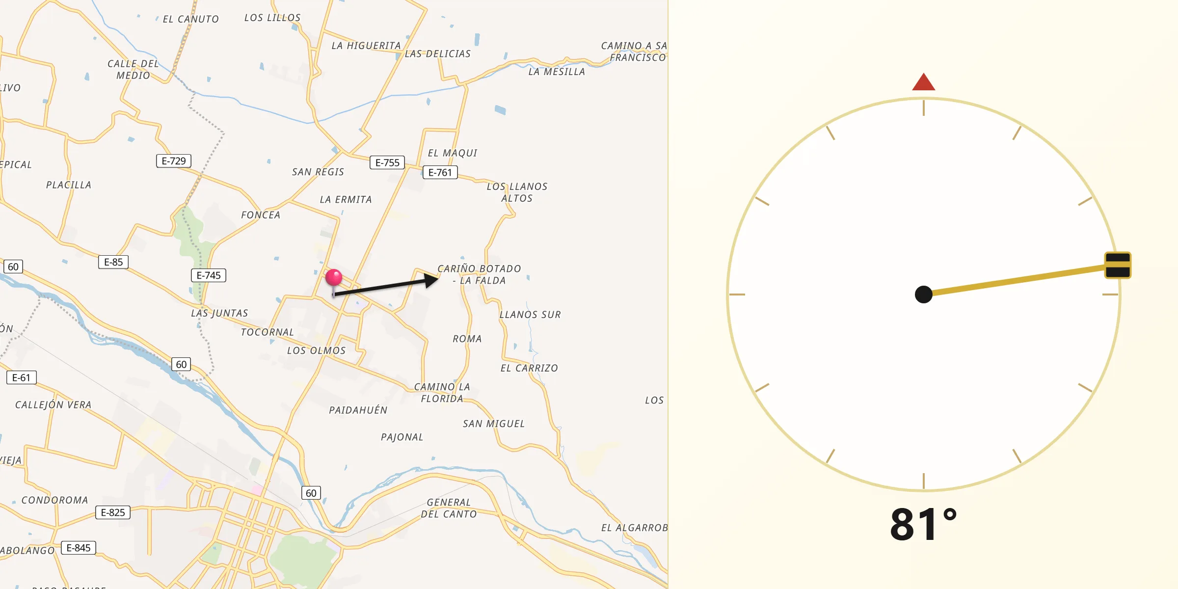 Dirección de la Qibla desde San Esteban