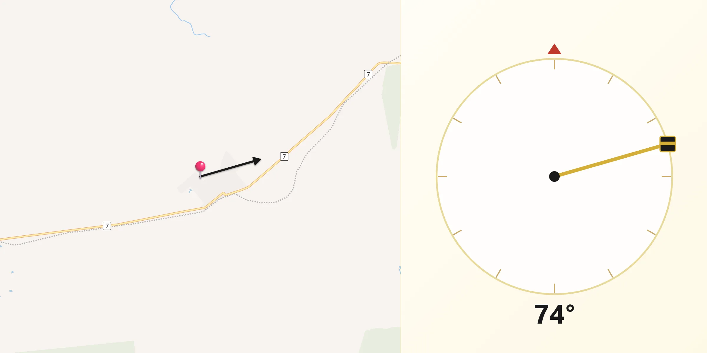 Dirección de la Qibla desde Tupambaé